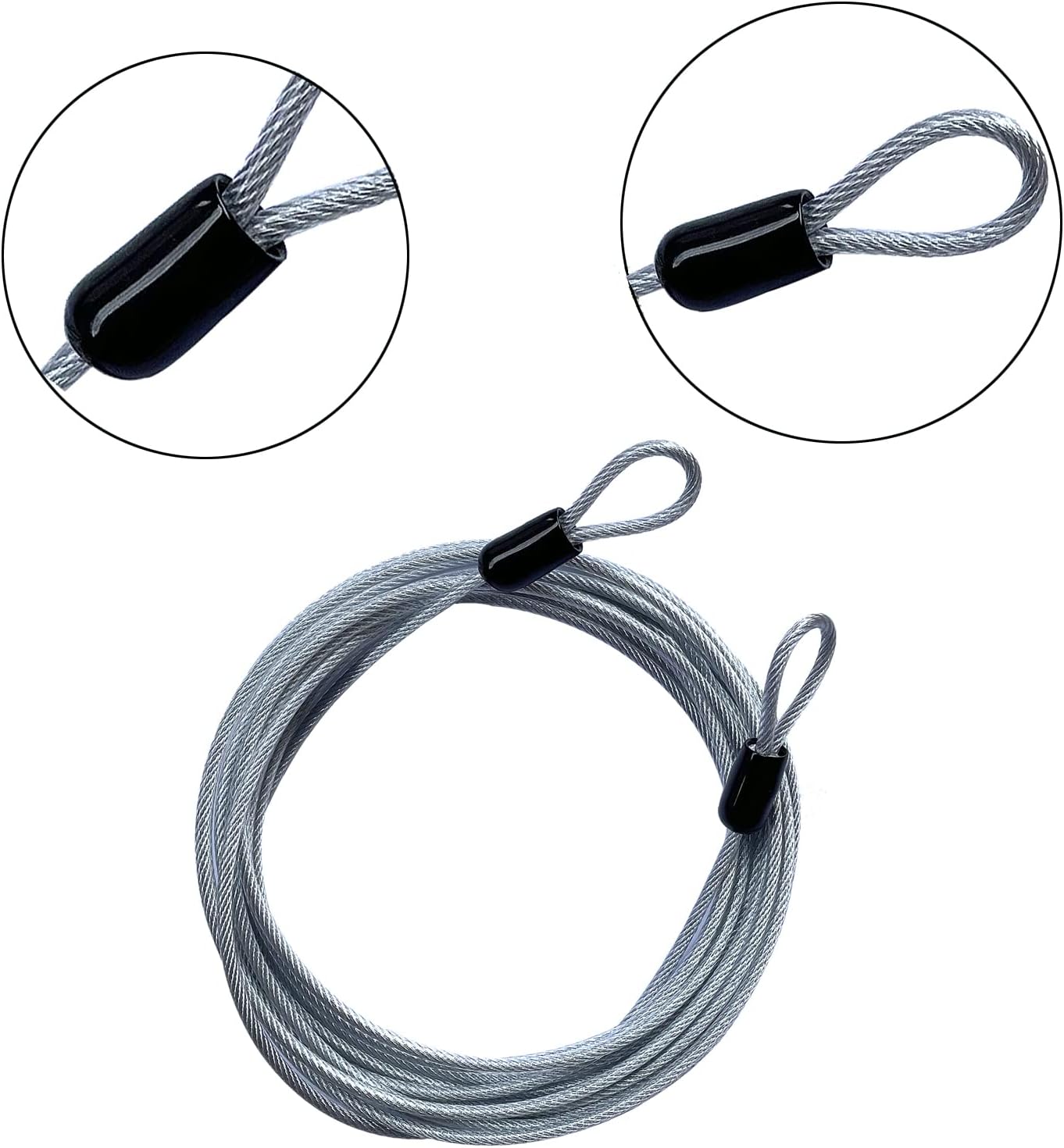 15FT 3mm Outdoor Travel Long Security Cable Lock,Braided Steel Coated Safety Cable Luggage Lock,Safety Cable Wire Rope Double Loop Lightweight (1 Pack)