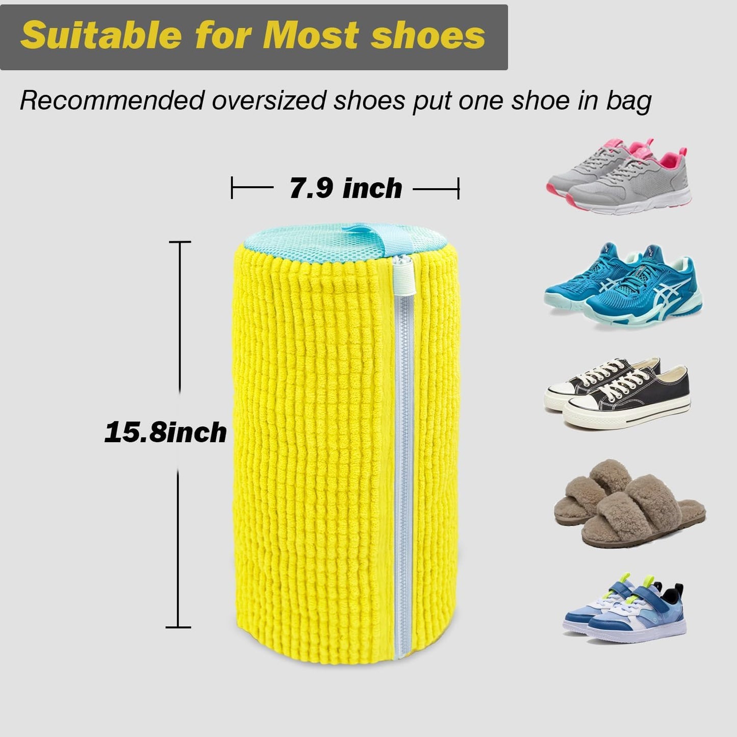 Shoe Washing Machine Bag,Laundry Shoe Bag for Washer and Dryer,Reusable Shoe Cleaning Bag for Sneakers,Tennis Shoes,With Self-locking Zipper, Microfiber Inside,Include Shoes Storage Bag