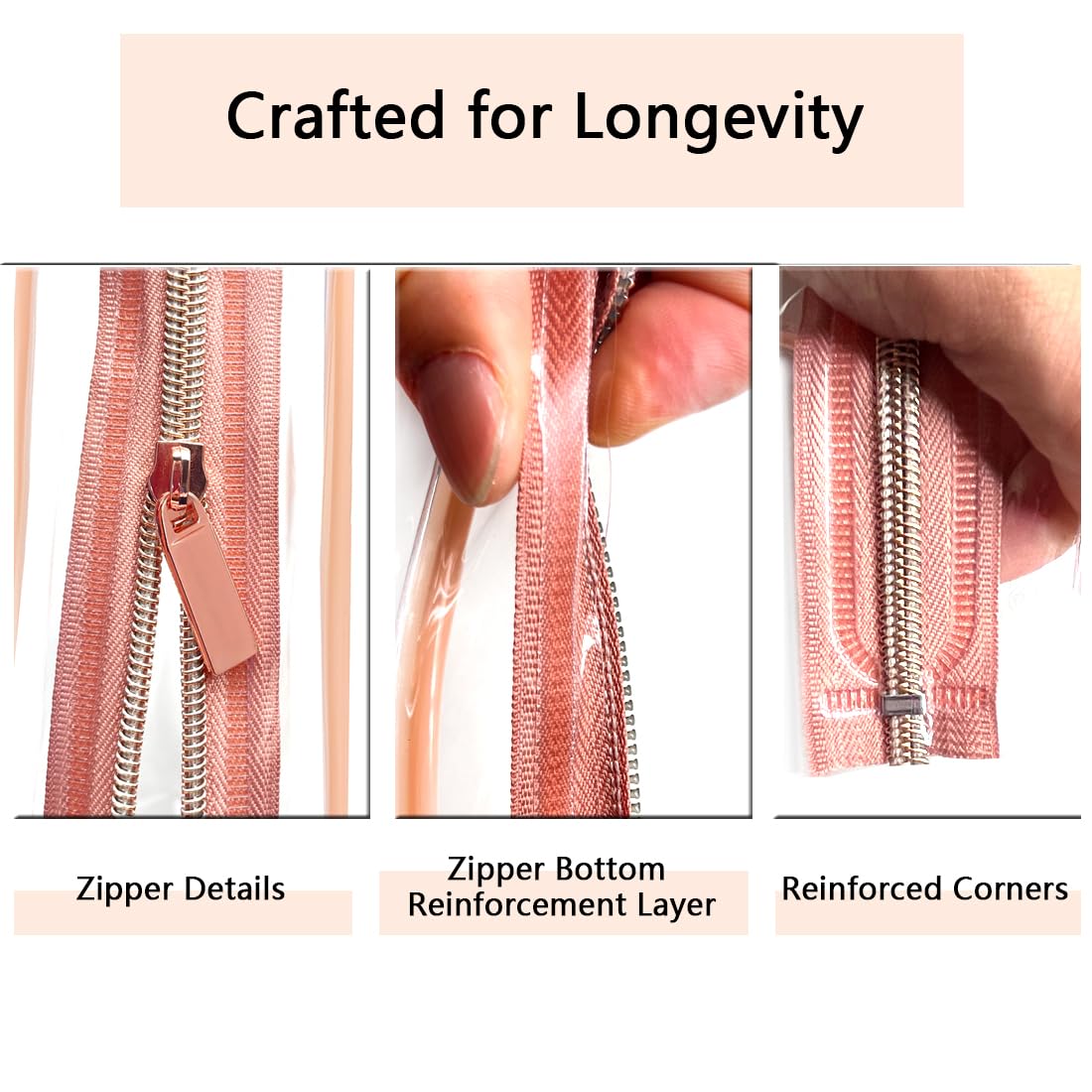 Clear Toiletry Bag, 3 Packs TSA Approved Water resistant Travel Organizer, Airport Airline Travel Essential Carry On Makeup Cosmetic Bags for Women, 3Color - 3 packs