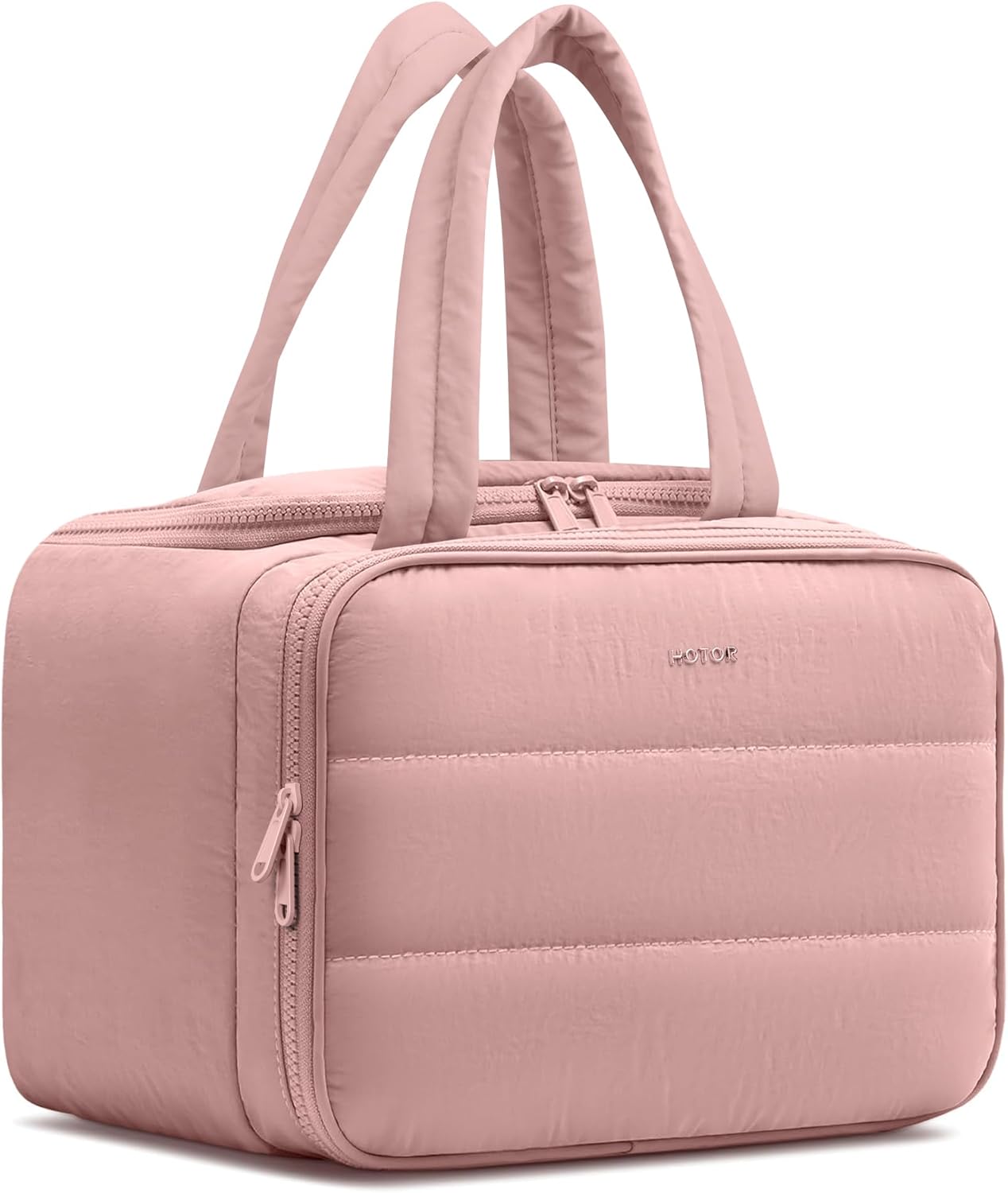 HOTOR Travel Toiletry Bag - Wide-Open Toiletry Bag for Women, Multi-Pocket Makeup Bag for Travel Essentials, Wet & Dry Separation Travel Accessories for Trip, Gym, 11.4" x 5.9" x 8.3", Dark Pink