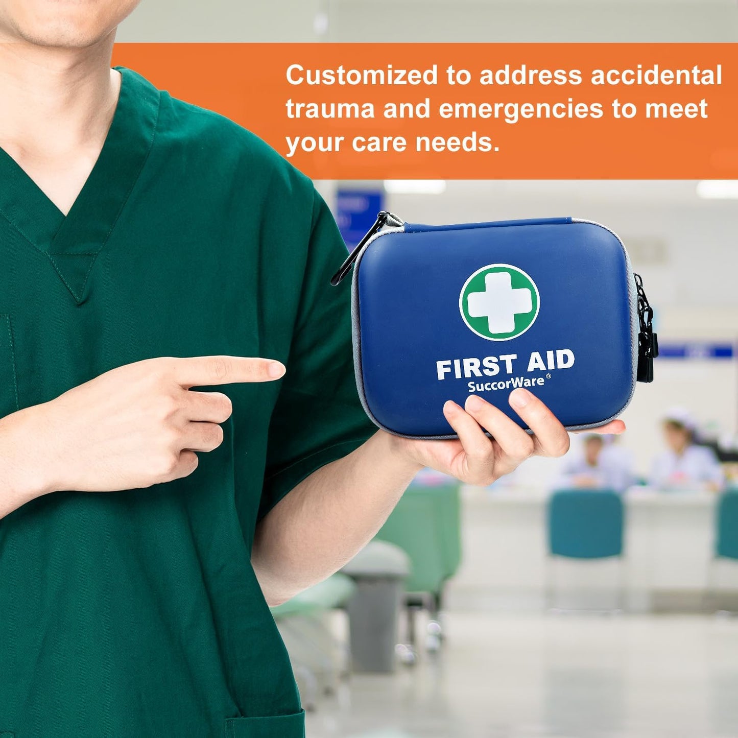 150 Pieces Mini First Aid Kit - Small Medical Kit with Hard Shell - Emergency First Aid Kit for Car, Travel, Home, Outdoor, Office, Camping, Hiking (Blue)