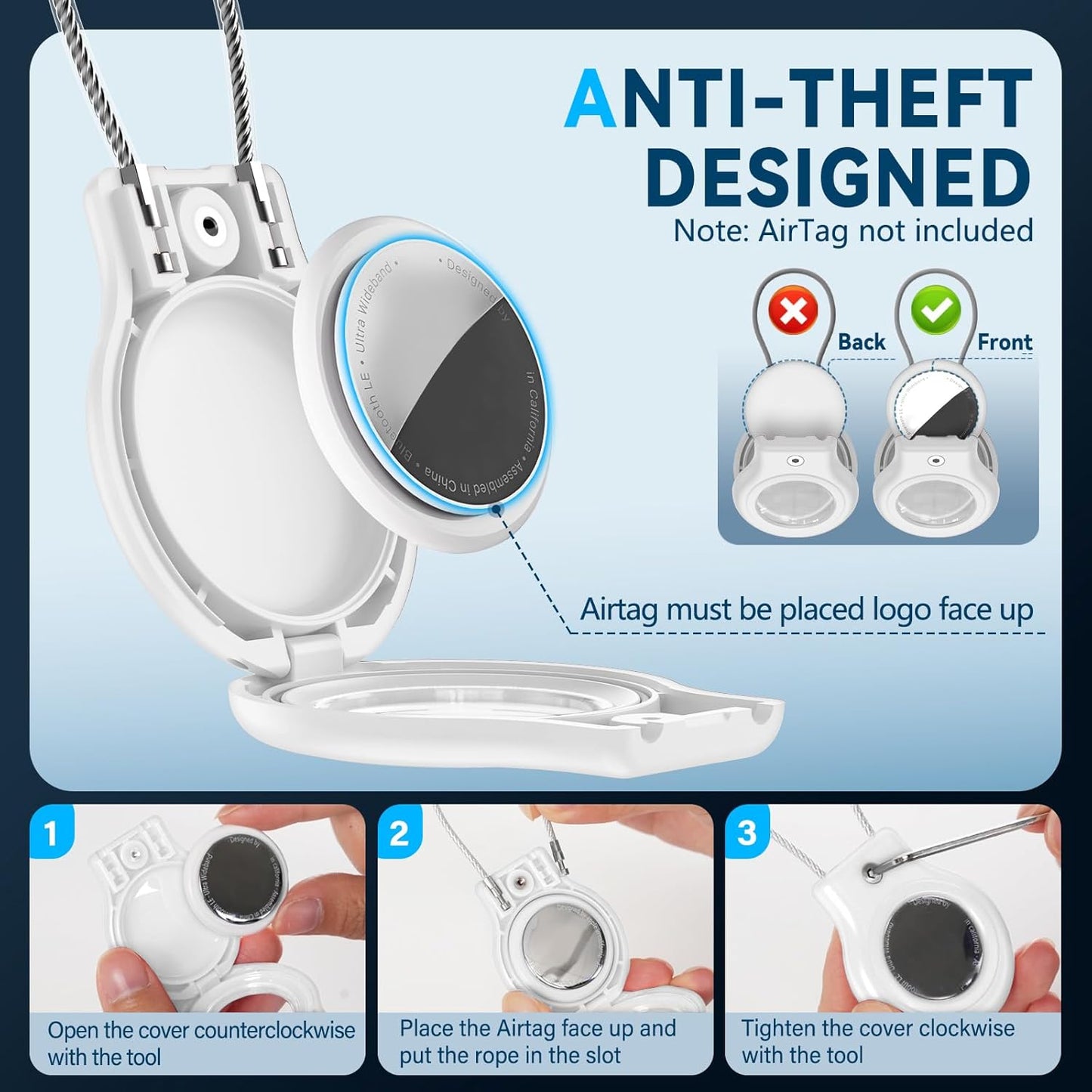 Waterproof Airtag Holder,4 Pack Airtag Case with Secure Lock,Airtags Keychain for Air tag,Anti-Lost Protective Case Air tags Accessories for GPS Tracker Luggage,Key,Pet-Black/Black/White/White