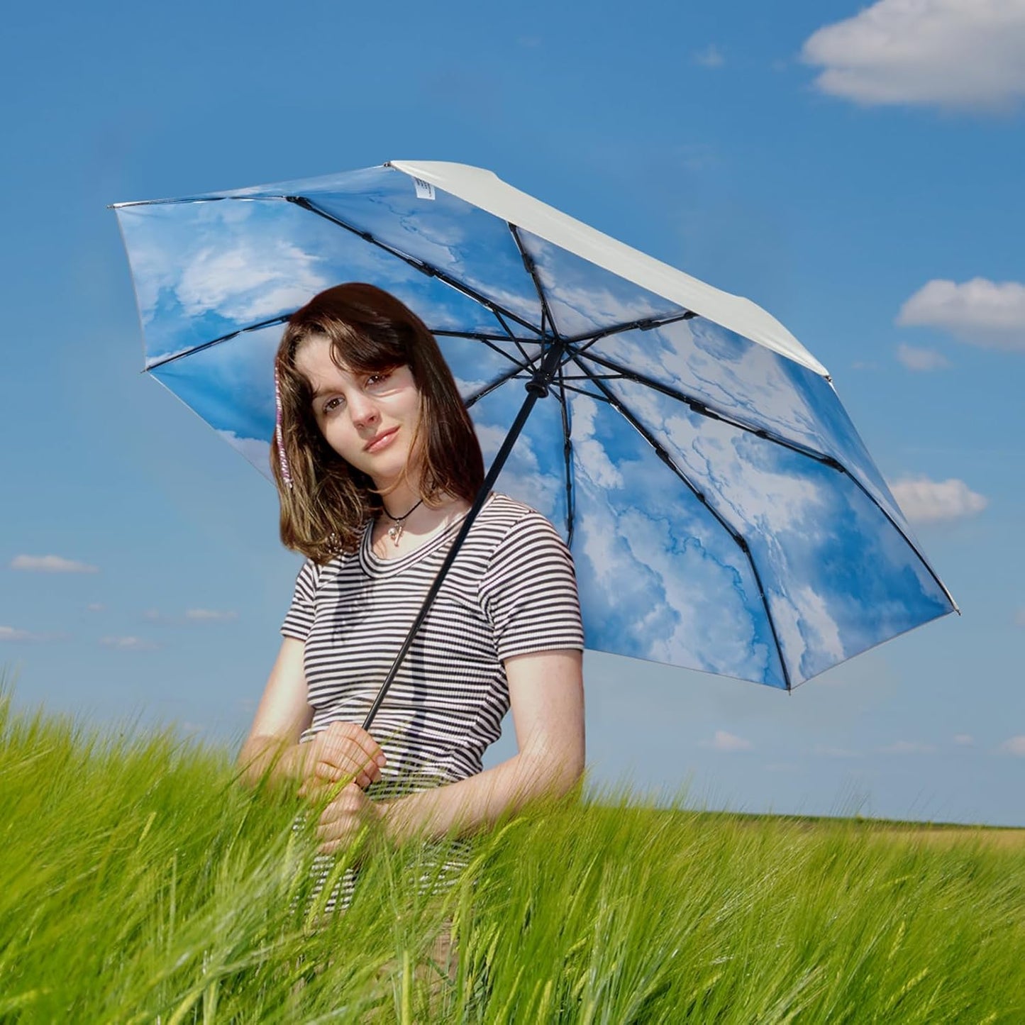 G4Free UPF 50+ UV Protection Large Travel Umbrella 42/46 Inch Auto Open Close Windproof Sun Blocking Umbrella