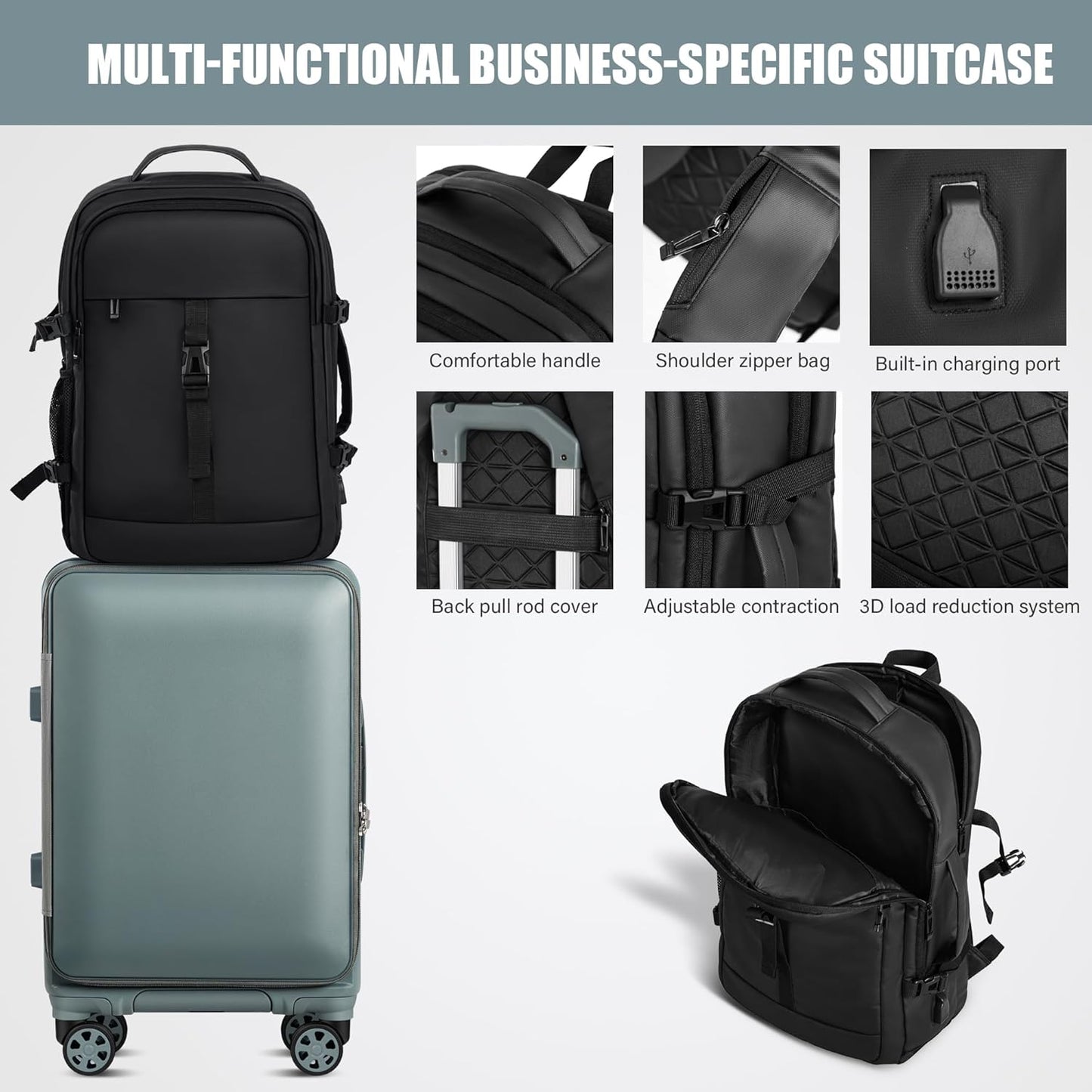 buy 0ne get 0ne free! Carry On Luggage Front Opening 20in Suitcase with TSA Lock PC Hardside Rolling Luggage Travel Suitcase, Small, Hardside Expandable Luggage with Spinner Wheels (Black)