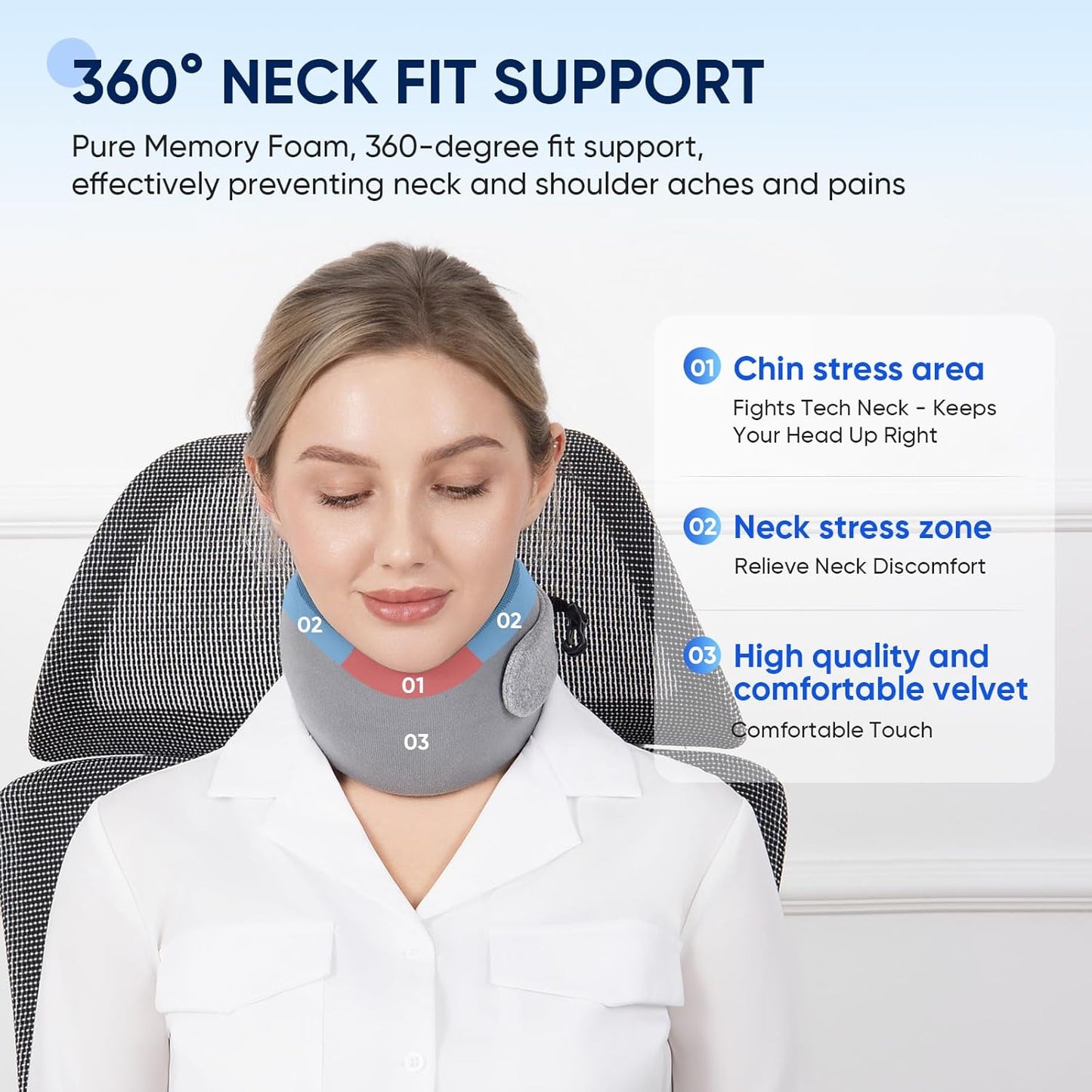 Compact Travel Pillow with Adjustable Straps & Washable Cover, Portable Neck Pillow Airplane with Case & Hook, Chin Support Pillow Relieves Pain & Pressure for Trips, Office, Car & Home Use