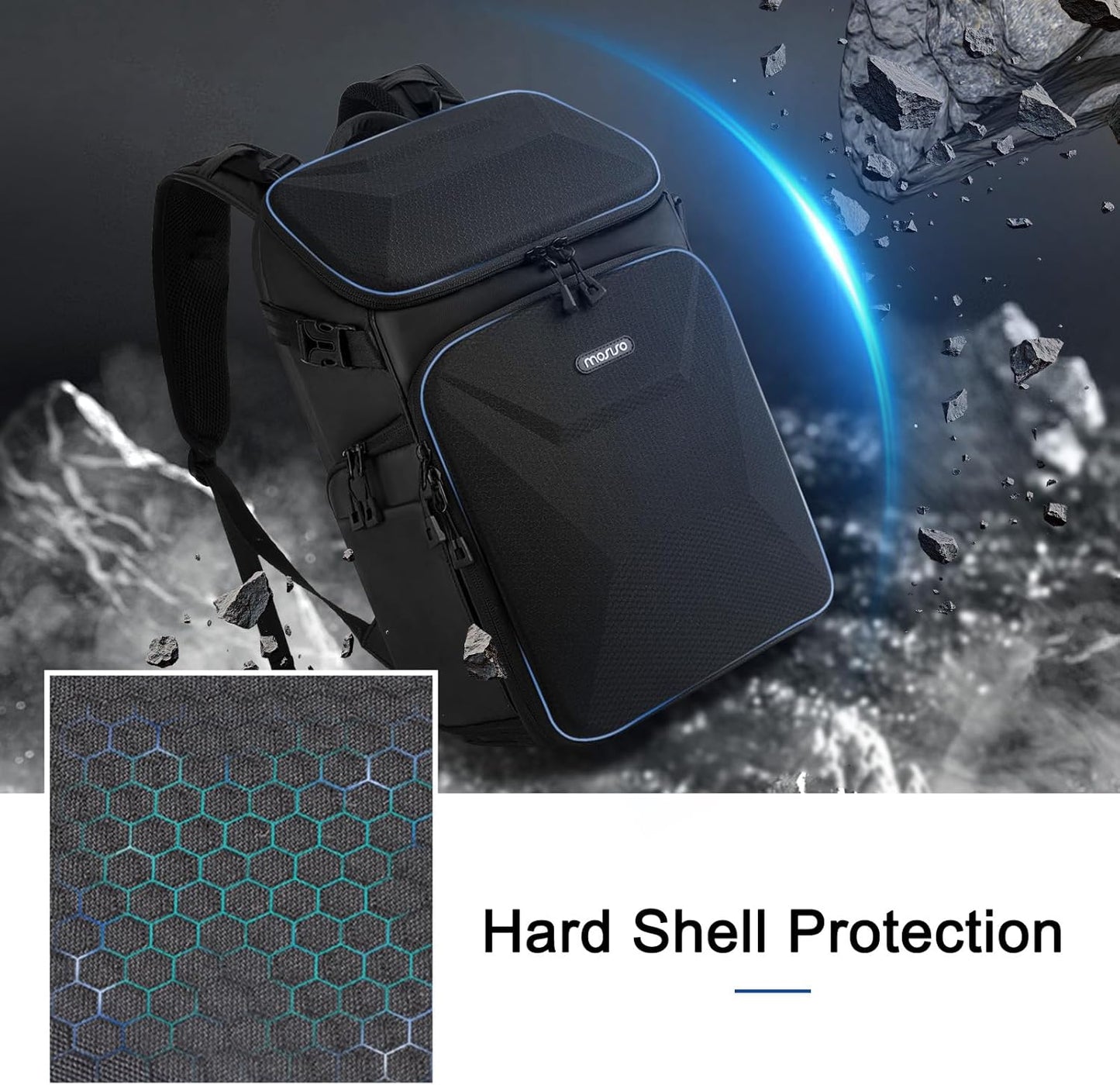 MOSISO Camera Backpack, DSLR Camera Bag with Waterproof Rain Cover, Honeycomb Hardshell Case Photography Travel Backpack with 15-16 inch Laptop Compartment & Tripod Holder for Canon/Nikon/Sony, Black