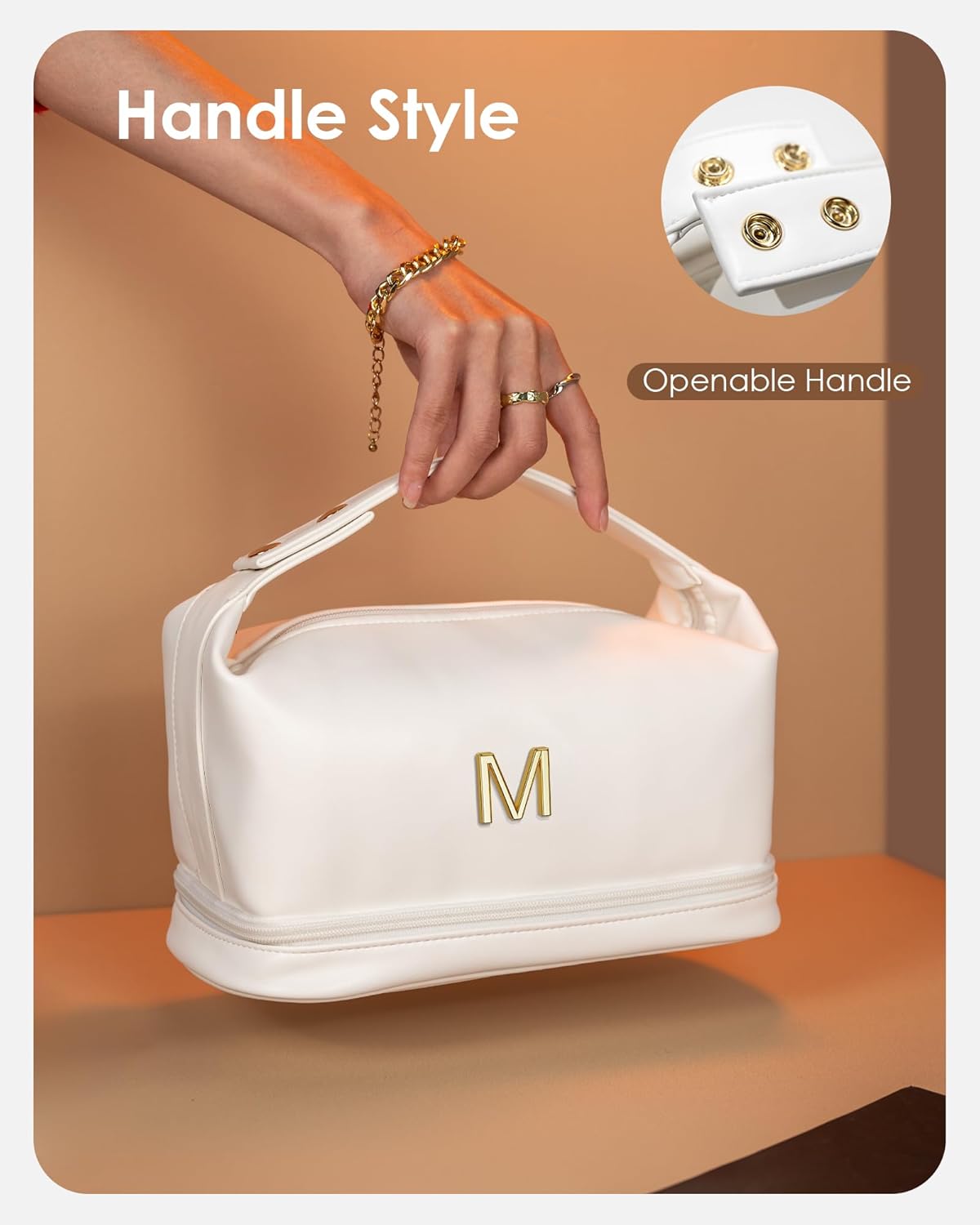 Birthday Gifts for Women, Personalized Makeup Bag with Handle, Gifts for Teen Girls Cosmetic Bag with Makeup Brush Organizer, Gifts for Friends Female Mom-Graduation Gift for Teens Girls