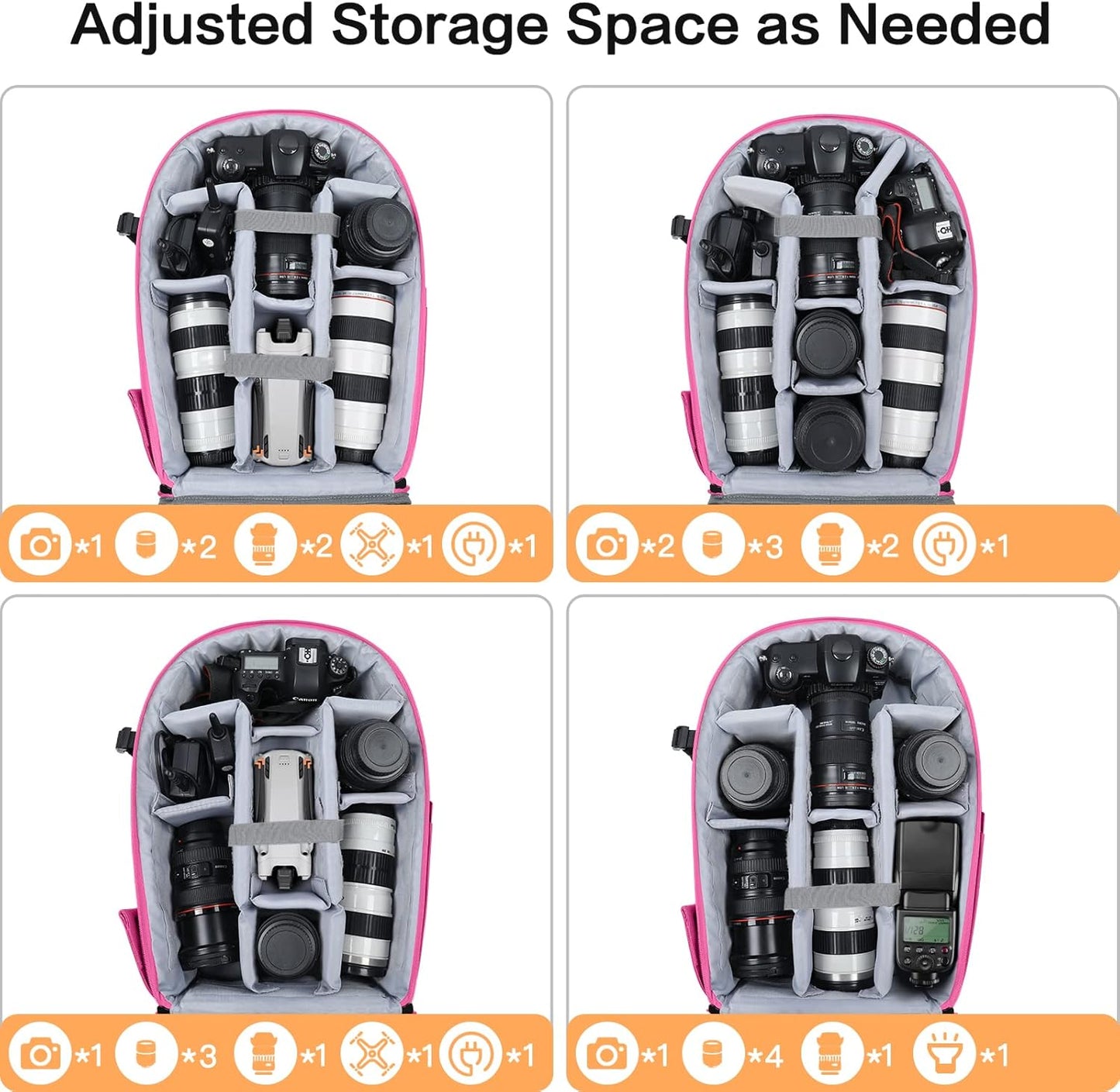 MOSISO Camera Backpack, DSLR/SLR/Mirrorless Photography Camera Bag 15-16 inch Waterproof Hardshell Case with Tripod Holder&Laptop Compartment Compatible with Canon/Nikon/Sony, Rose Red