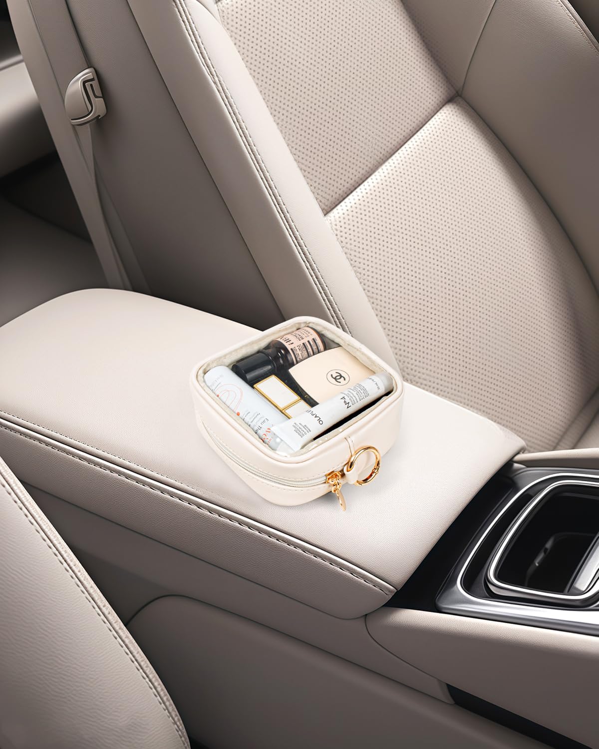 LETGO Small Makeup Bags for Purse-Mini Clear Toiletry Bag,Travel Size Toiletries Clear Cosmetic Bags Travel Essentials Car Makeup Bag Car Accessories for Women Men (Mini White)