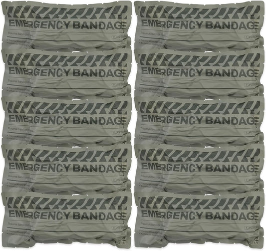 RHINO RESCUE 6" Emergency Compression Bandage Strile Trauma Wound Dressing Israeli First Aid Kit IFAK, 10 Count