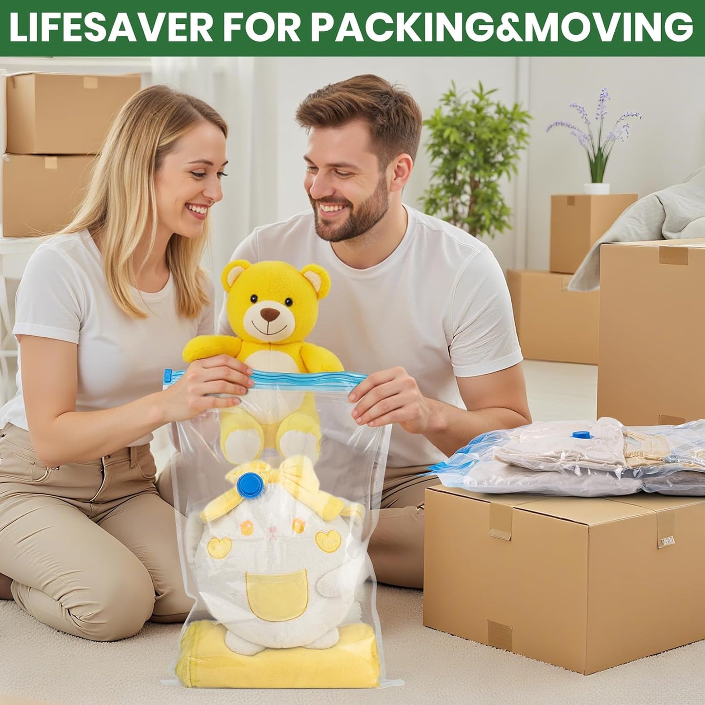 Vacuum Storage Bags,10Pack Vacuum Seal Bags for Clothing,Bedding,Clothes,Comforters,Blankets,Pillows-5 Jumbo+5Large Space Bag Vacuumm Storage Bag Hand Pump Inclued