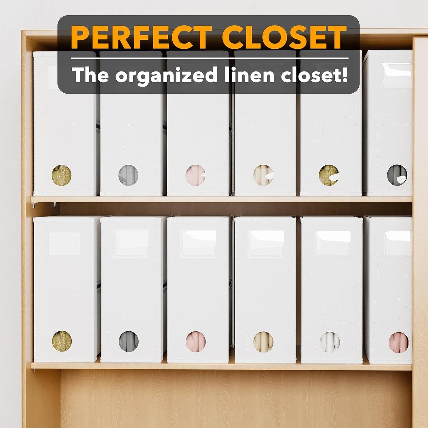 SpaceAid 12 Pack Bed Sheet Organizers and Storage, Foldable Sheet Organizer for Linen Closet, Sheets Set Folder Keeper with Window XL (Queen & King Size) Bedding Container (White, 12 Pack)