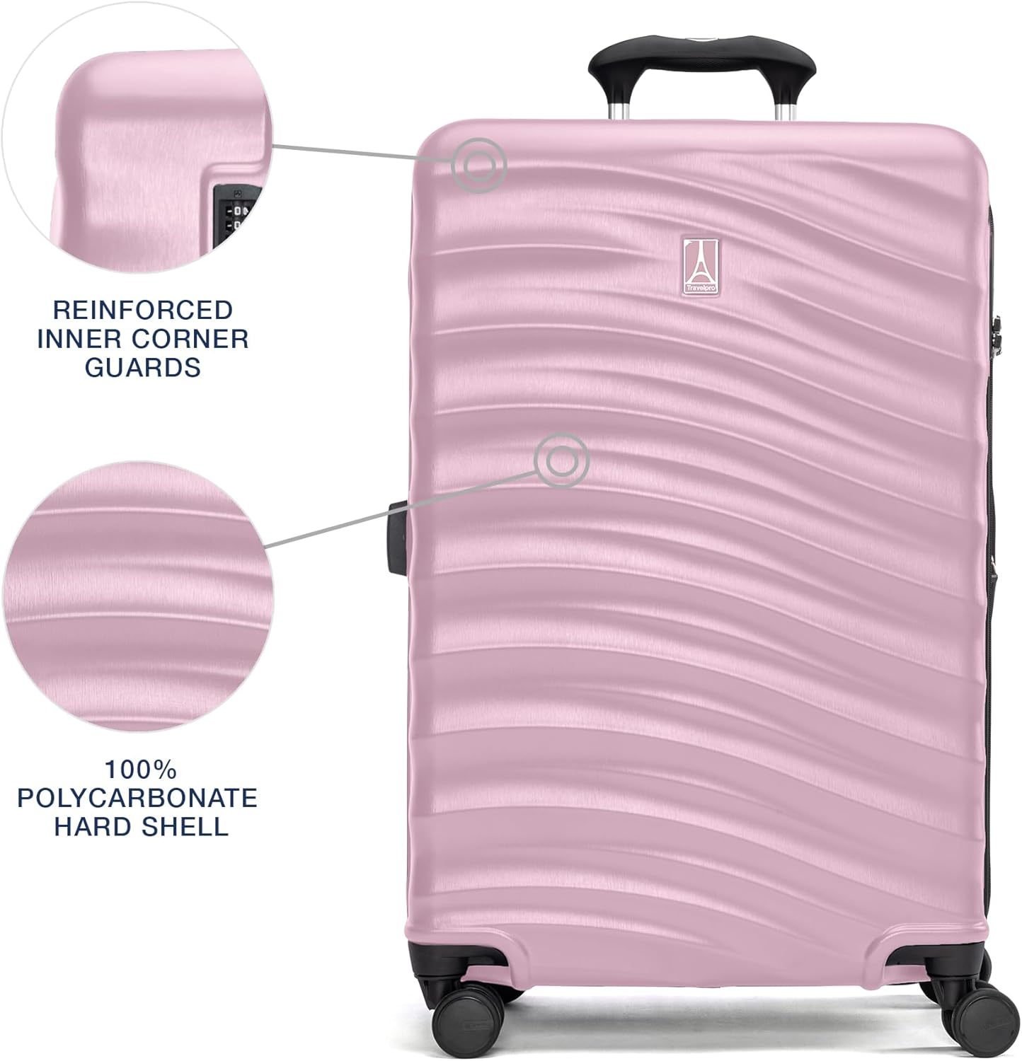 Travelpro Maxlite Air V2 Hardside Expandable Checked Luggage, 8 Spinner Wheels, Lightweight Hard Shell Suitcase, TSA lock, Pink, Checked Medium 25-Inch