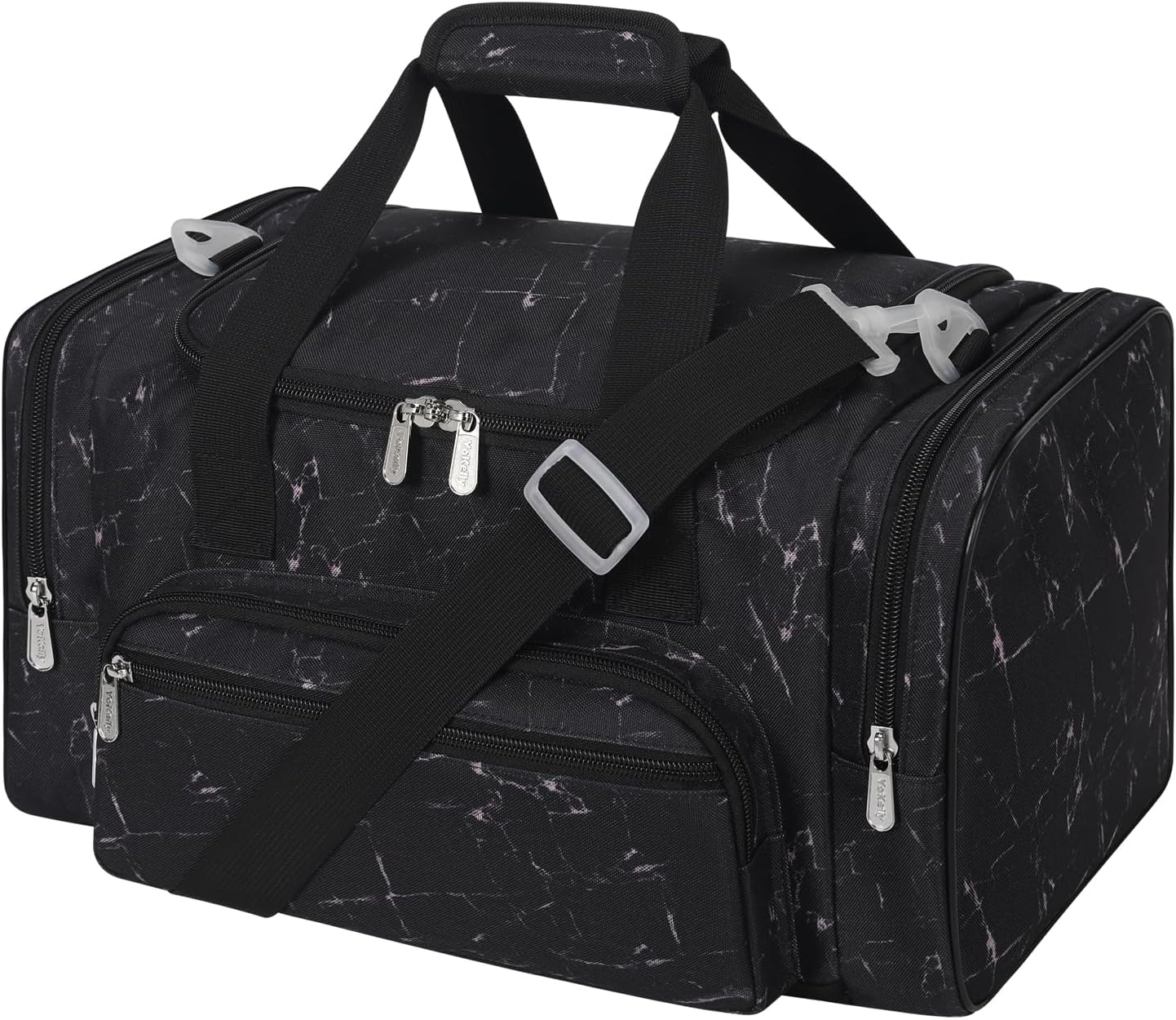 17 inch Small Duffle Bag - Carry On Weekender Bag for Travel Gym Sport - Black Marble