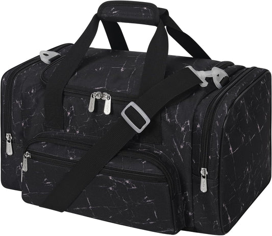 17 inch Small Duffle Bag - Carry On Weekender Bag for Travel Gym Sport - Black Marble