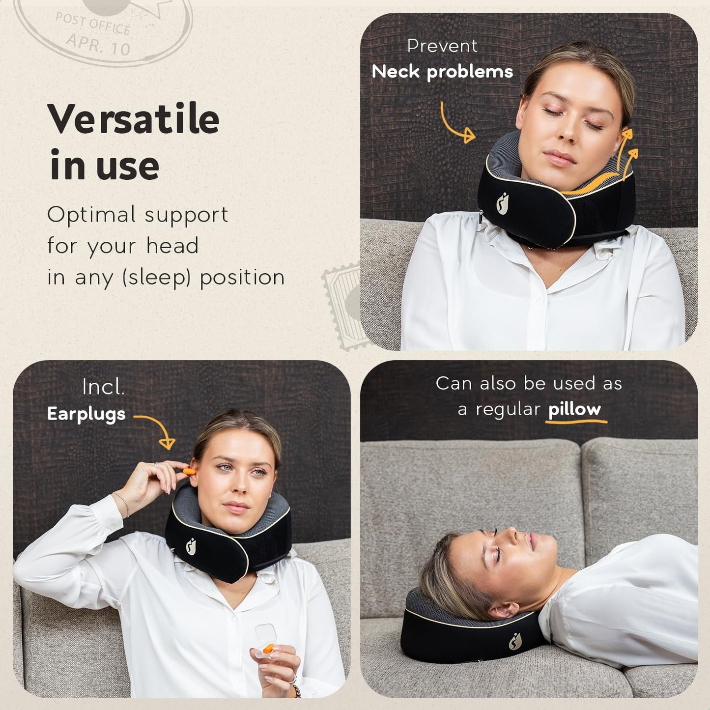 Travel Pillow - Airplane Neck Pillow with 360° Support - 100% Pure Memory Foam Flight Pillow for Sleeping on Airplanes - Travel Neck Pillow for Traveling