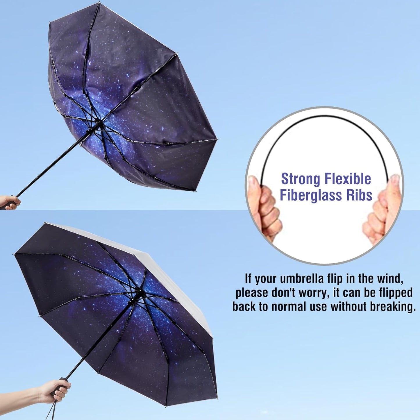 G4Free UPF 50+ UV Protection Large Travel Umbrella 42/46 Inch Auto Open Close Windproof Sun Blocking Umbrella