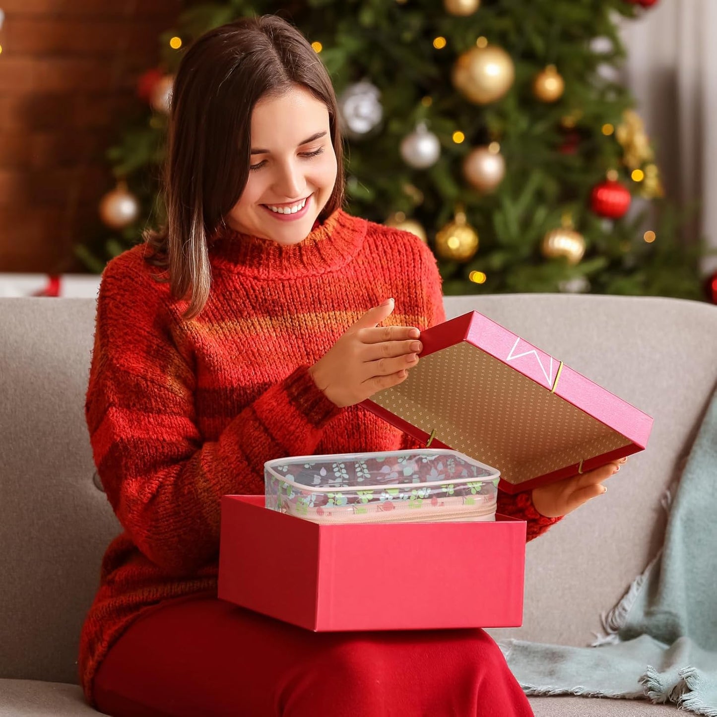 PACKISM TSA Approved Toiletry Bag - Pink Floral Print Clear Travel Bags, Suitable for Gifts, with Supporting Frame, Perfect for Travel Essentials, Thick No Smell