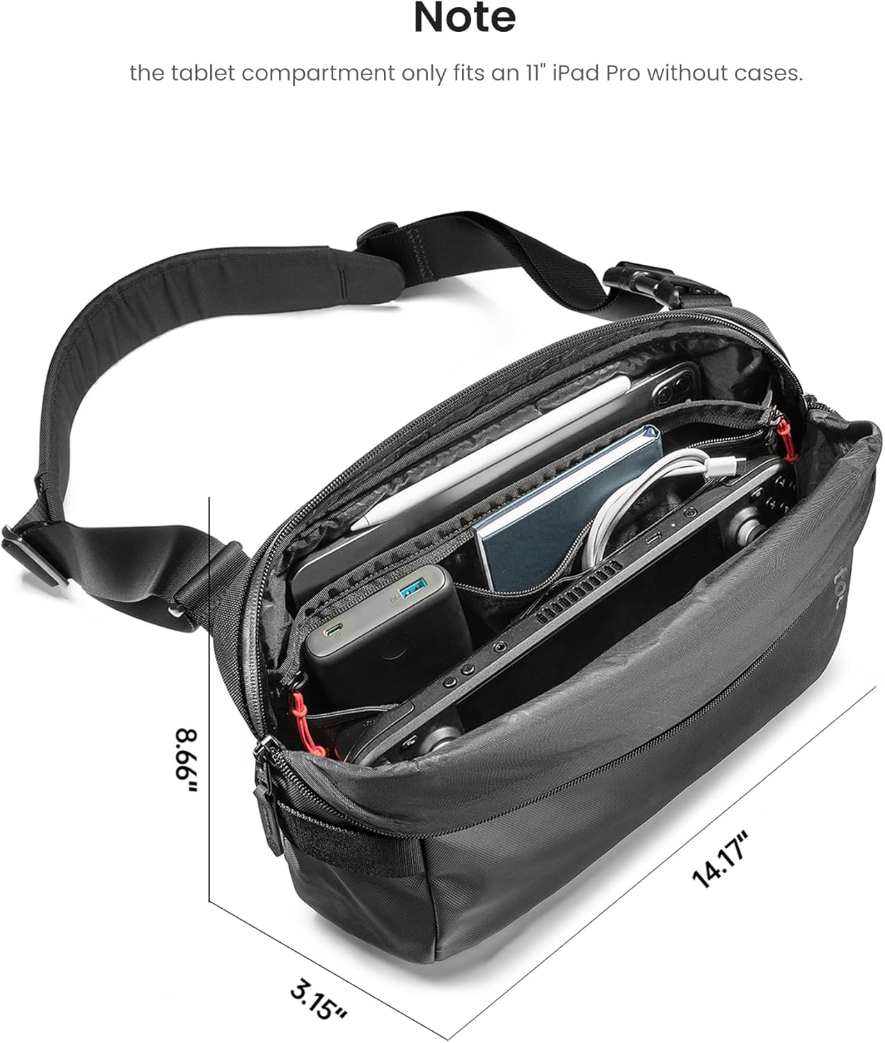 tomtoc Compact EDC Sling Bag, Minimalist Chest Shoulder Backpack Crossbody Bag for Men Women, Lightweight Carry Casual Bag