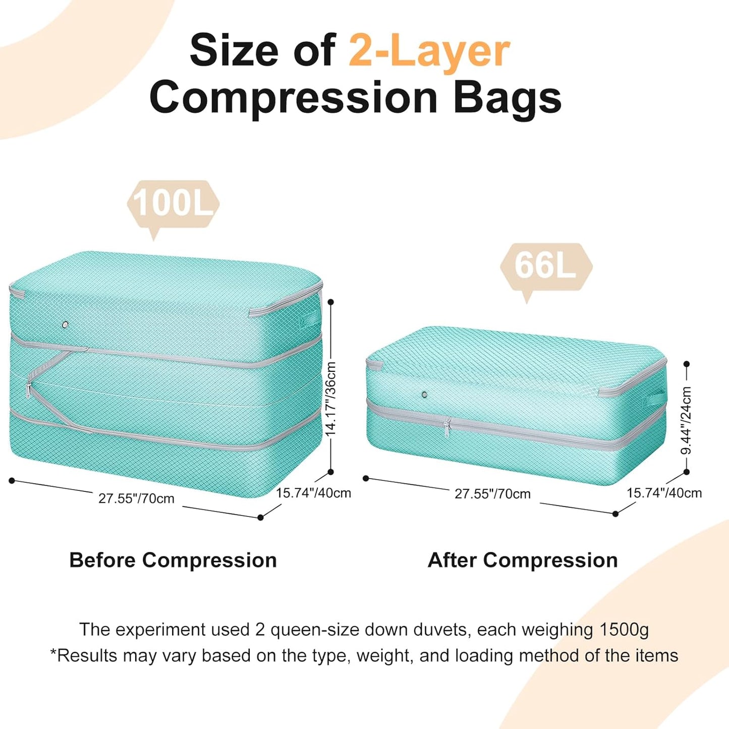 Comforter Storage Bag - Large Capacity Bedding Storage Bags Ultra Space Saving Self Compression Organizer, Washable Compression Bags for Storage Comforter Blanket Duvet Pillow, 4-Pack, Blue