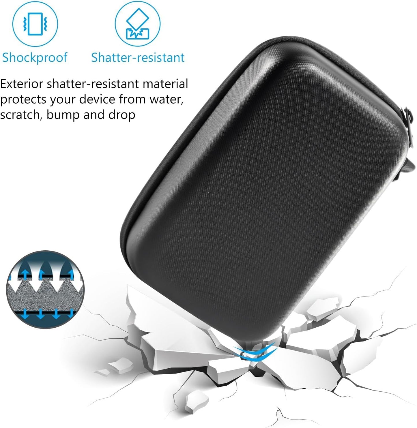 ProCase Hard Travel Electronic Organizer Case for MacBook Power Adapter Chargers Cables Power Bank Apple Magic Mouse Apple Pencil USB Flash Disk SD Card Small Portable Accessories Bag