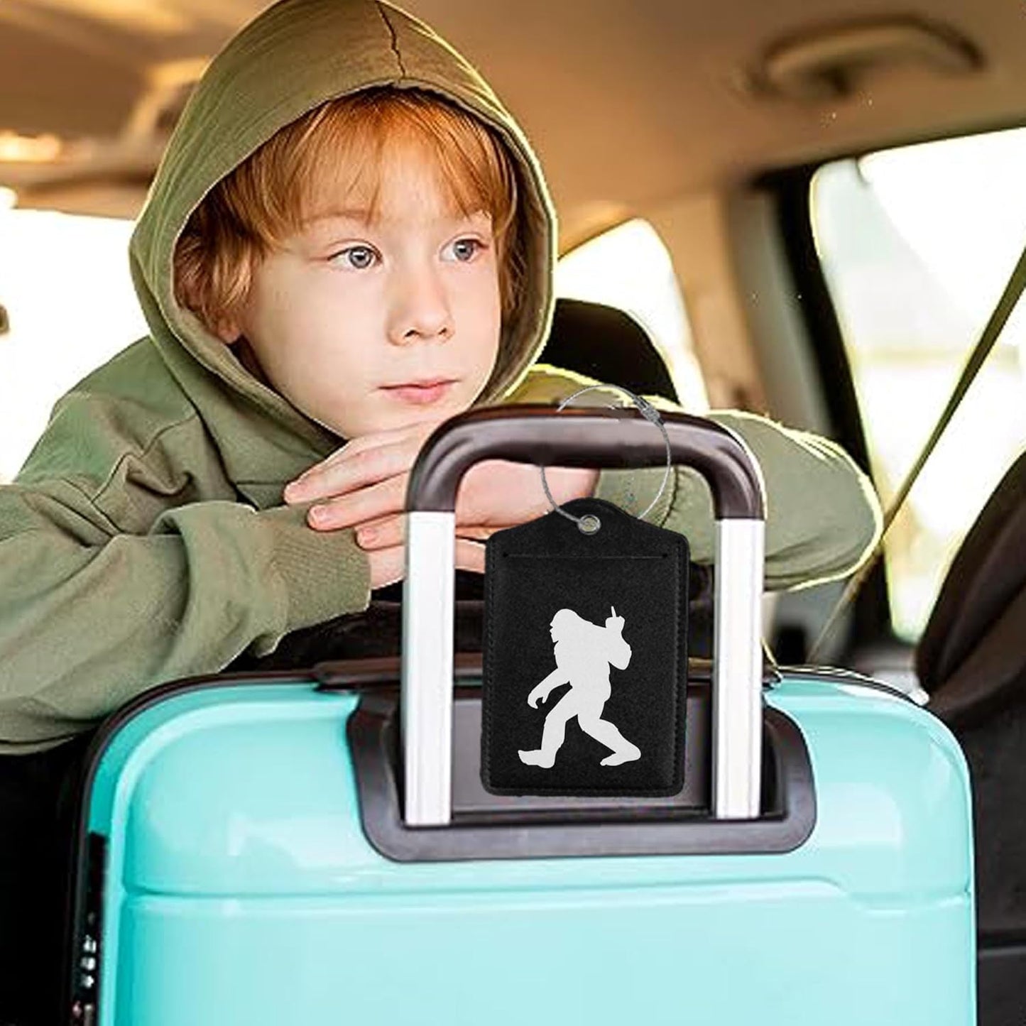 2Pcs Luggage Tag for Suitcase Black Sasquatch Cute Luggage Tag with Privacy Flap & Name ID Label & Metal Loop,Travel Suitcase Tags for Women