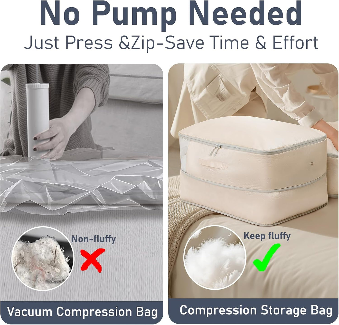 DIMJ Comforter Storage Bag 6 Pack - Blanket Storage Organizer Compression Bags, Large Capacity Ultra Space Saving Self Compression Organize for Bedding, Pillow, Duvet, Sheet Storage with Zipper Window