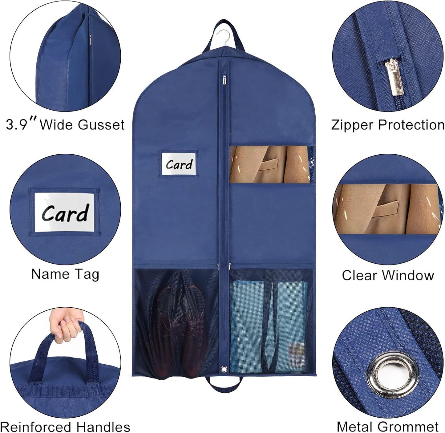 Zilink 43" Suit Bags for Men Travel and Storage Gusseted Garment Bags for Hanging Clothes Suit Cover With Handles for Clothes, Coats, Jackets, Shirts, Set of 2