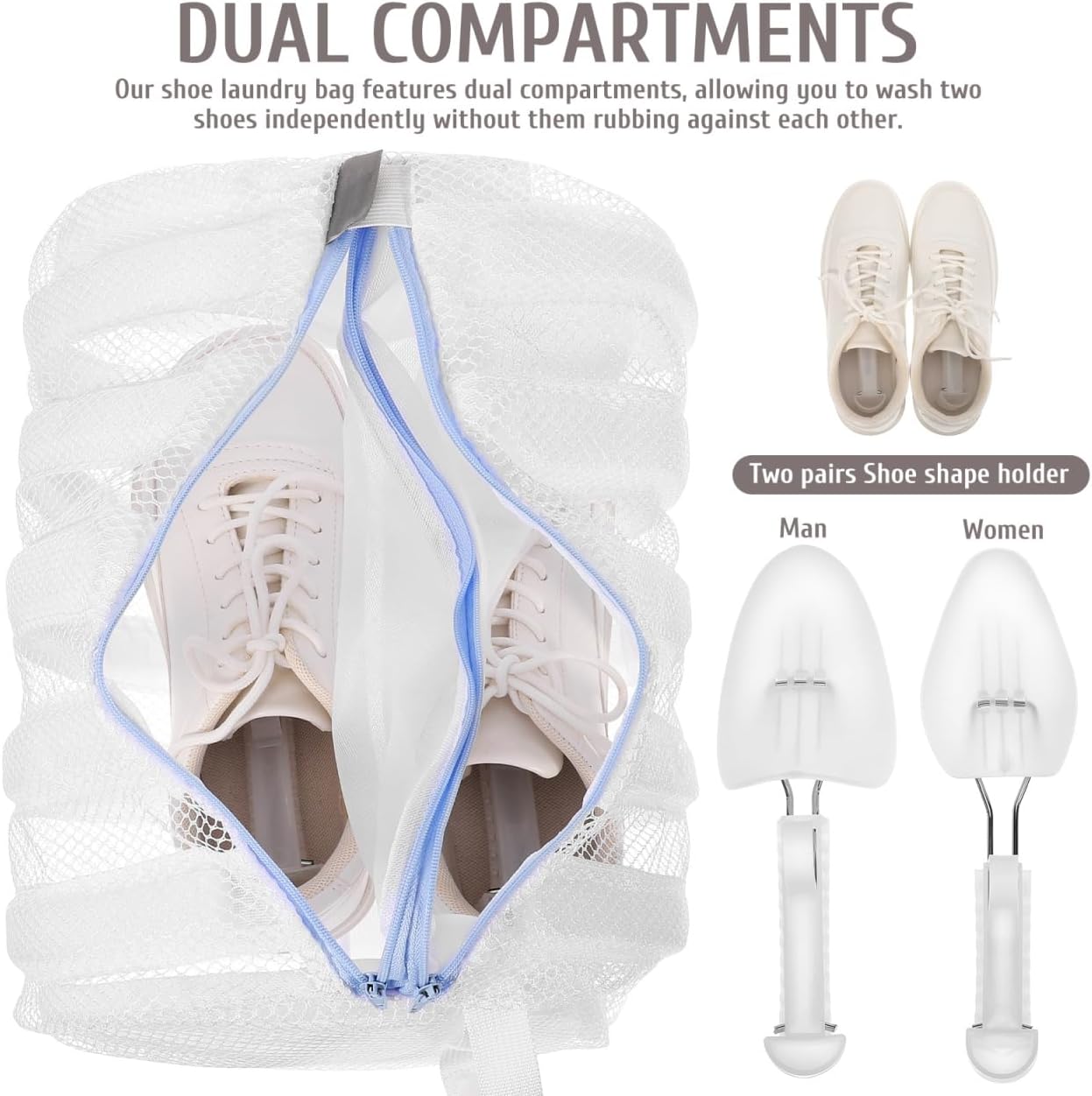 Mesh Shoe Laundry Bag with Stretcher for Washer and Dryer - Reusable Cleaning Bag Protects Shoes and Washing Machine, Ideal for Sneaker Cleaning and Storage