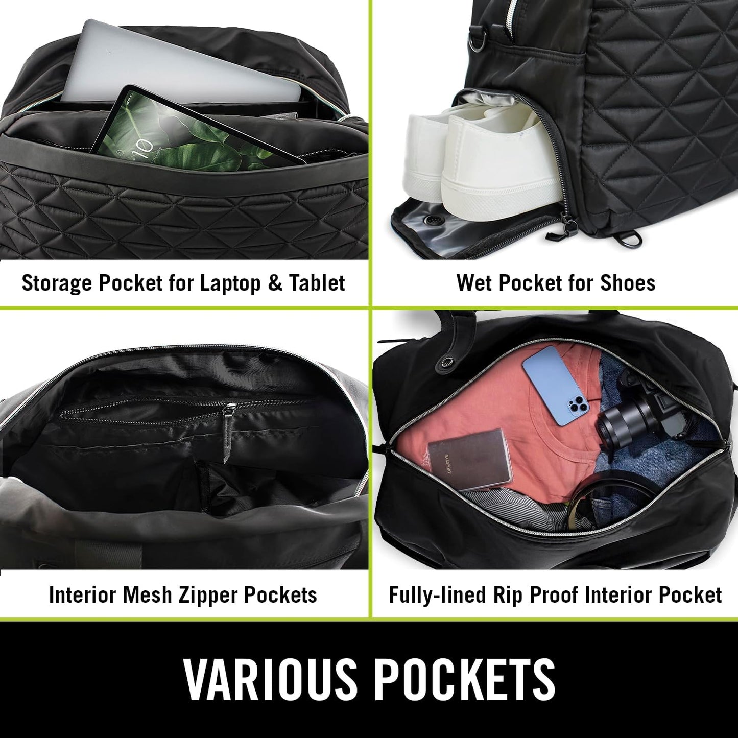 Kenneth Cole REACTION Emma 15" Convertible Duffel Carry On Travel Bag, Black