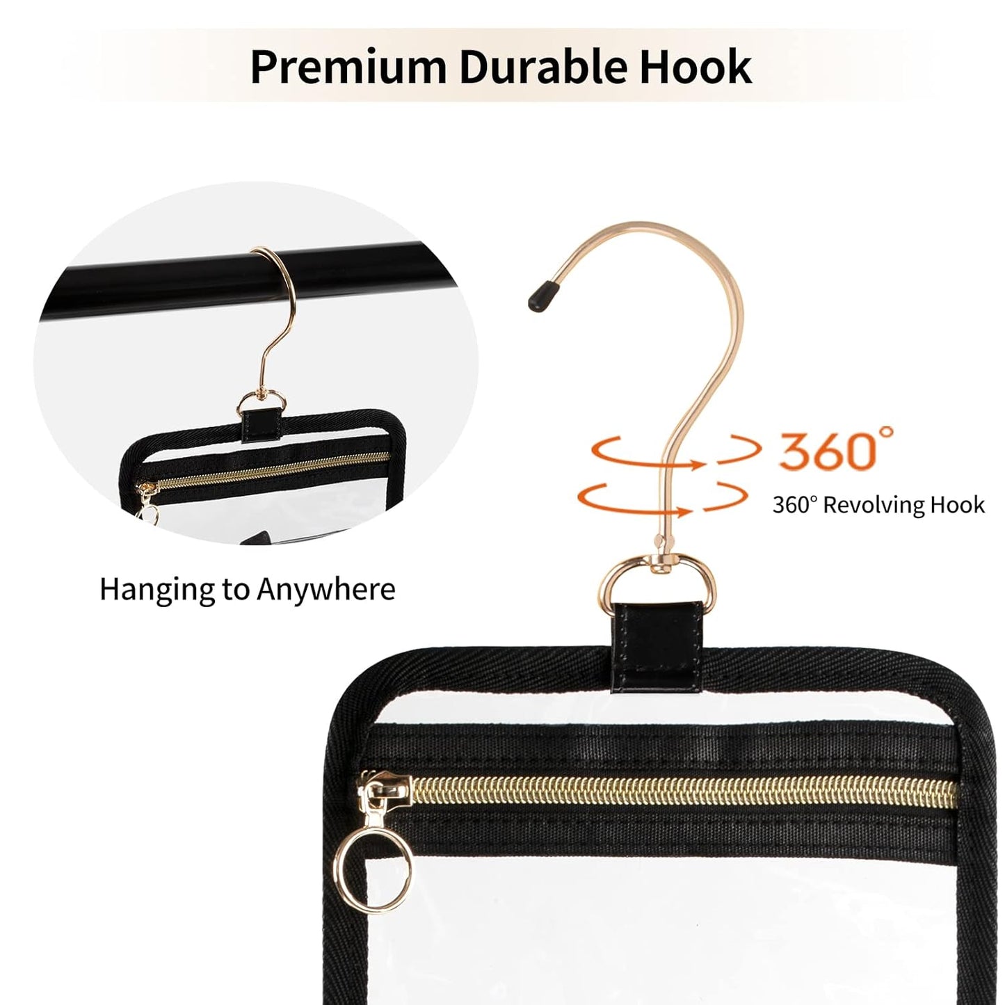 CUBETASTIC Clear Toiletry Bag, Transparent Travel Makeup Bag Small Hanging Travel Bag Portable Cute Cosmetic Organizer Waterproof Make Up Case