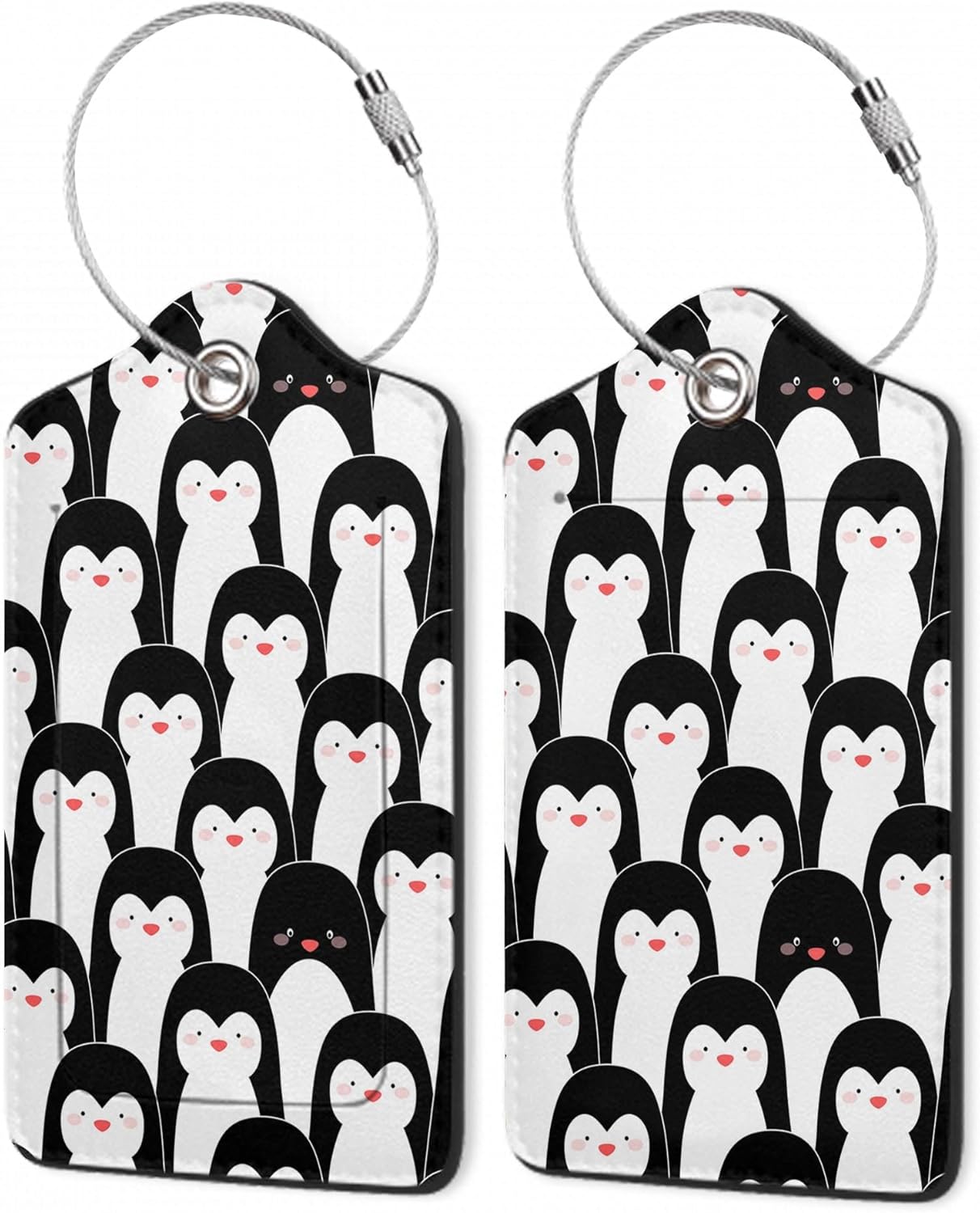 2Pcs Luggage Tag for Suitcase Penguin Animals Cute Luggage Tag with Privacy Flap & Name ID Label & Metal Loop, Travel Suitcase Tags for Women
