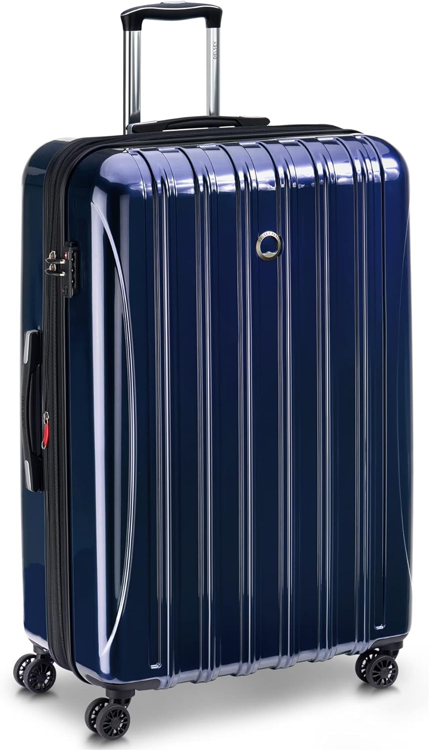 DELSEY PARIS Helium Aero Hardside Expandable Luggage with Spinner Wheels, Blue Cobalt, Checked-Large 28 Inch