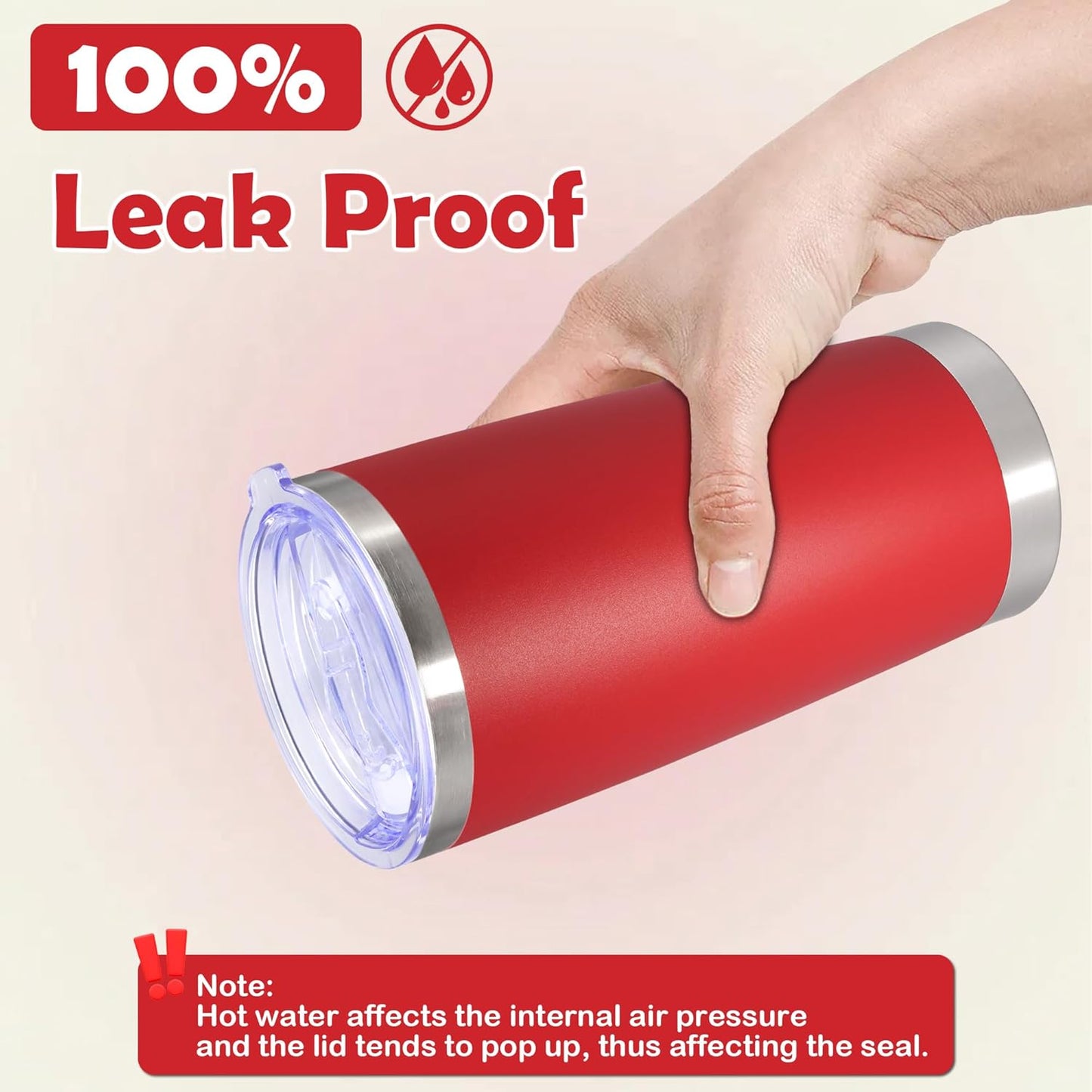 20oz Tumbler Stainless Steel Tumbler Cup with Lid Vacuum Insulated Double Wall Travel Mug, Durable Powder Coated Travel Coffee Tumbler Mug for Hot & Cold Drinks, Red,1 Pack