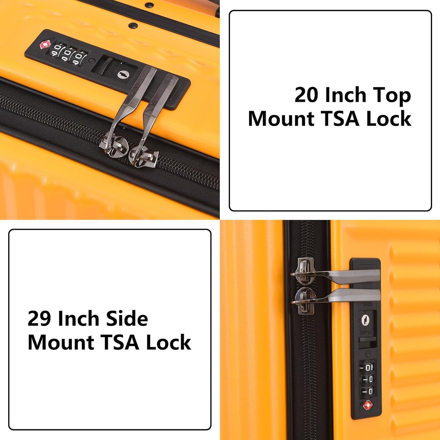 2 pieces 20/29 Aluminum Frame Carry On and Checked Luggage Set with Side Opening, Lightweight Hardshell ABS+PC Trunk Suitcase with TSA Lock, 360° Universal Wheels & Adjustable Handle, Orange