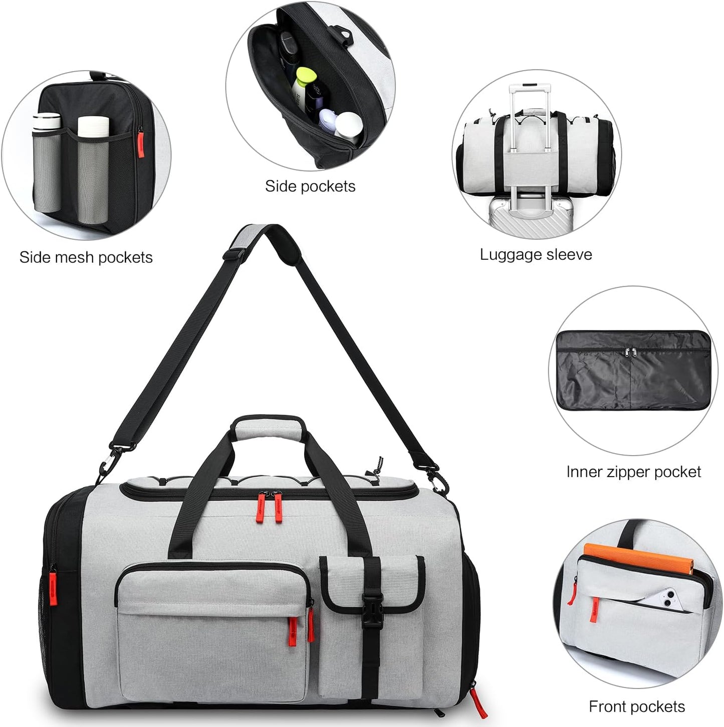 Lyweem Large Duffle Bag Backpack for Travel, 70L Heavy Duty Gym Duffel Bag with Shoes Compartment for Men & Women, Weekender Overnight Sports Backpack for Traveling