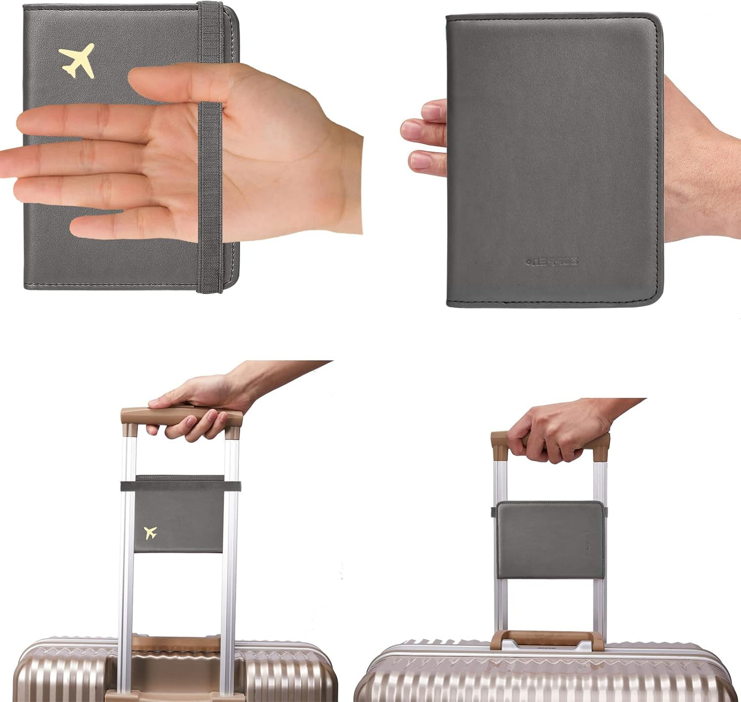 ZOPPEN Passport Holder Wallet, Passport Cover Travel Wallet Women Travel Essentials Accessories Document Organizer Travel Must Haves Rfid Blocking Cover Case for Women and Men, Grey