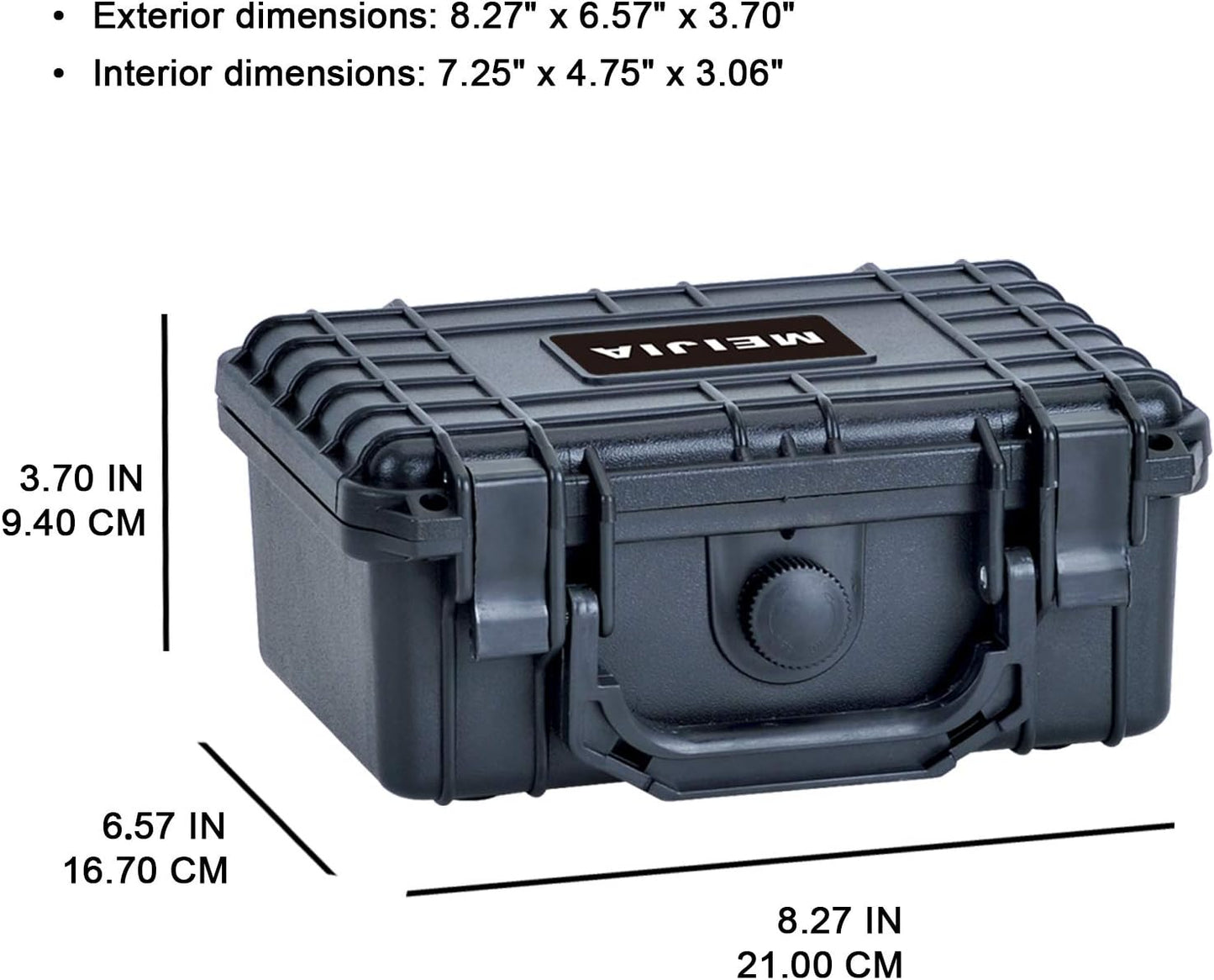 MEIJIA Portable All Weather IP67 Waterproof Protective Case, Hard Case,Camera Case With Customizable Foam,Fit Use of Drones, Cameras,Equipments (Black, 8.12x6.56x3.56inches)