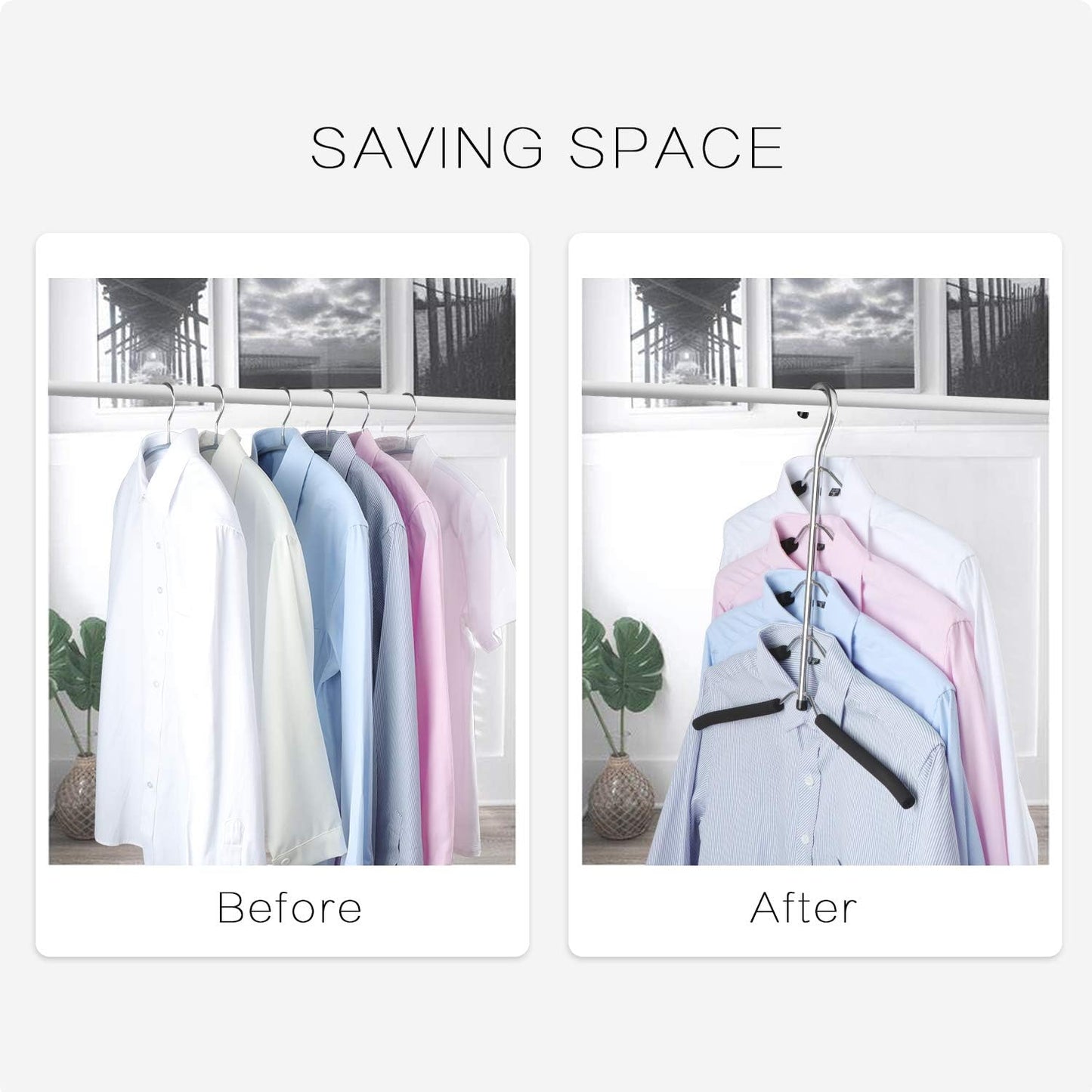 DOIOWN Blouse & Shirt Hangers - Non Slip Space Saving Stainless Steel Closet Organizer (4)