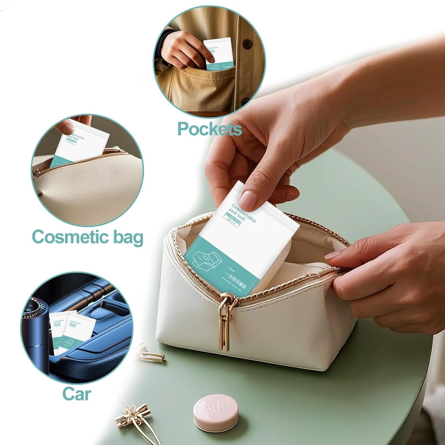 100 Pack Toilet Seat Covers Disposable, Portable Toilet Seat Cover for Travel Waterproof Potty Covers for Toddler(Individually Wrapped）