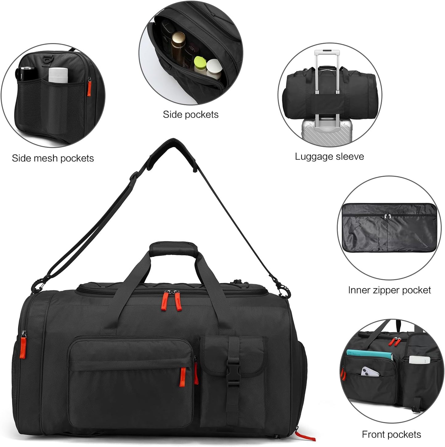 Lyweem Large Duffle Bag Backpack for Travel, 70L Heavy Duty Gym Duffel Bag with Shoes Compartment for Men & Women, Weekender Overnight Sports Backpack for Traveling