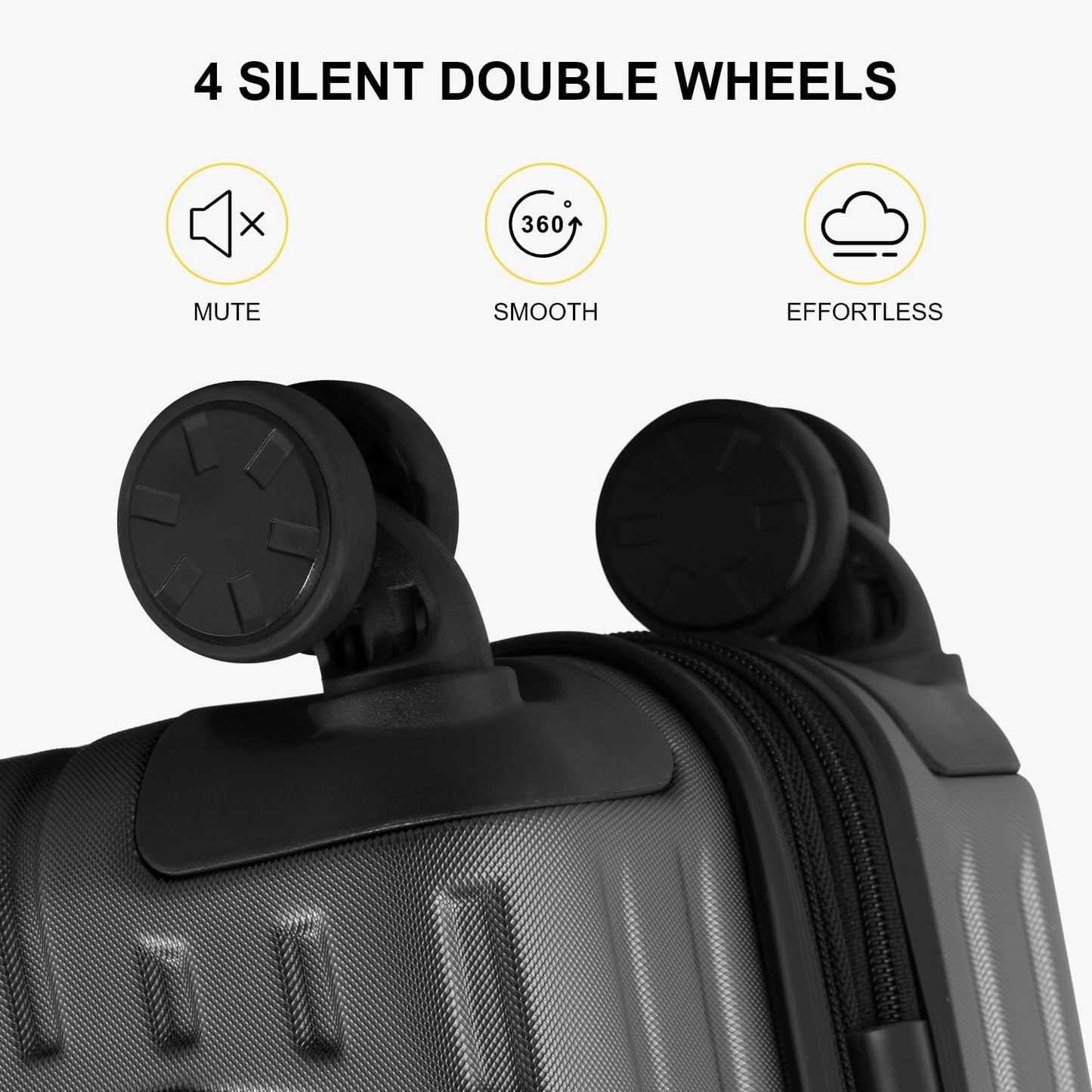 LEVEL8 Grace Carry on Luggage, 20 Inch Expandable Hard Shell Suitcases with Wheels, Abs+Pc Harshell Spinner Luggages with Tsa Lock, Travel Bag for Women Men, Grey