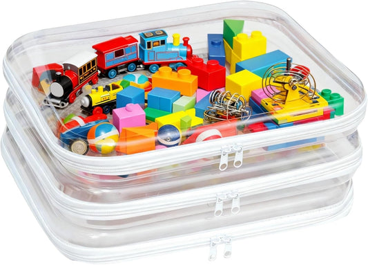 3PCS Zippered Transparent Cases for Snacks,Portable Waterproof Cosmetic Bag with Zipper,Clear Hard Shell Zipper Case for Cosmetic Storage, Putting Snacks, Pencil Case