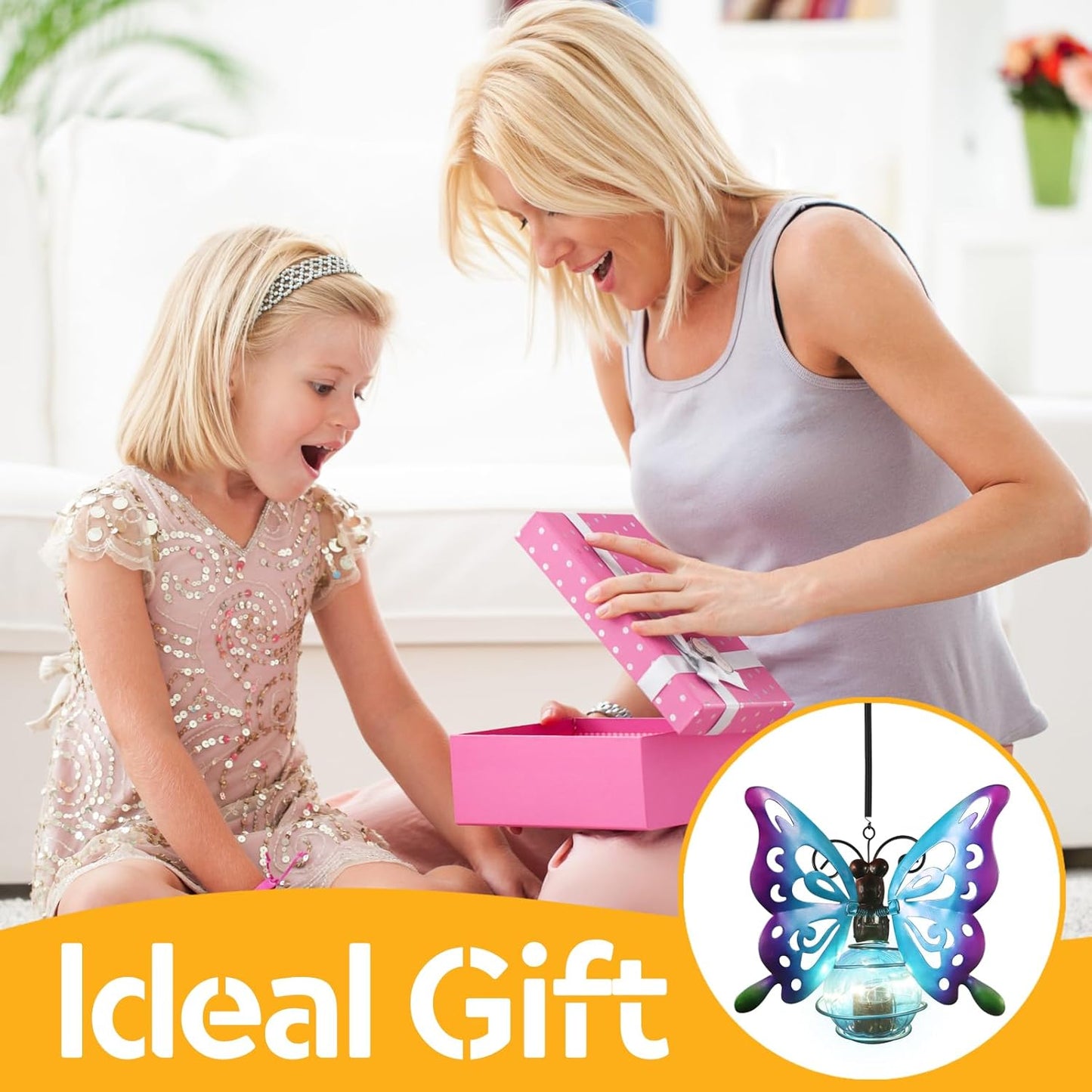 2 Pack Butterfly Solar Outdoor Hanging Lantern Creative Small Sculpture Lights Durable Waterproof Lamp Suitable for Festivals Garden Decor Birthday Gifts for Grandma Mom Women Girl