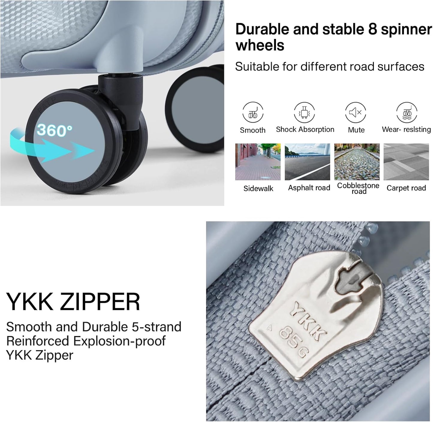 Hanke 16 inch Underseat Carry on Suitcases with Wheels,Lightweight Hard Shell Carry on Luggage with Wheels for Weekender,Travel Approved Small Suitcase,Travel Luggage for Womem Men,Gray.