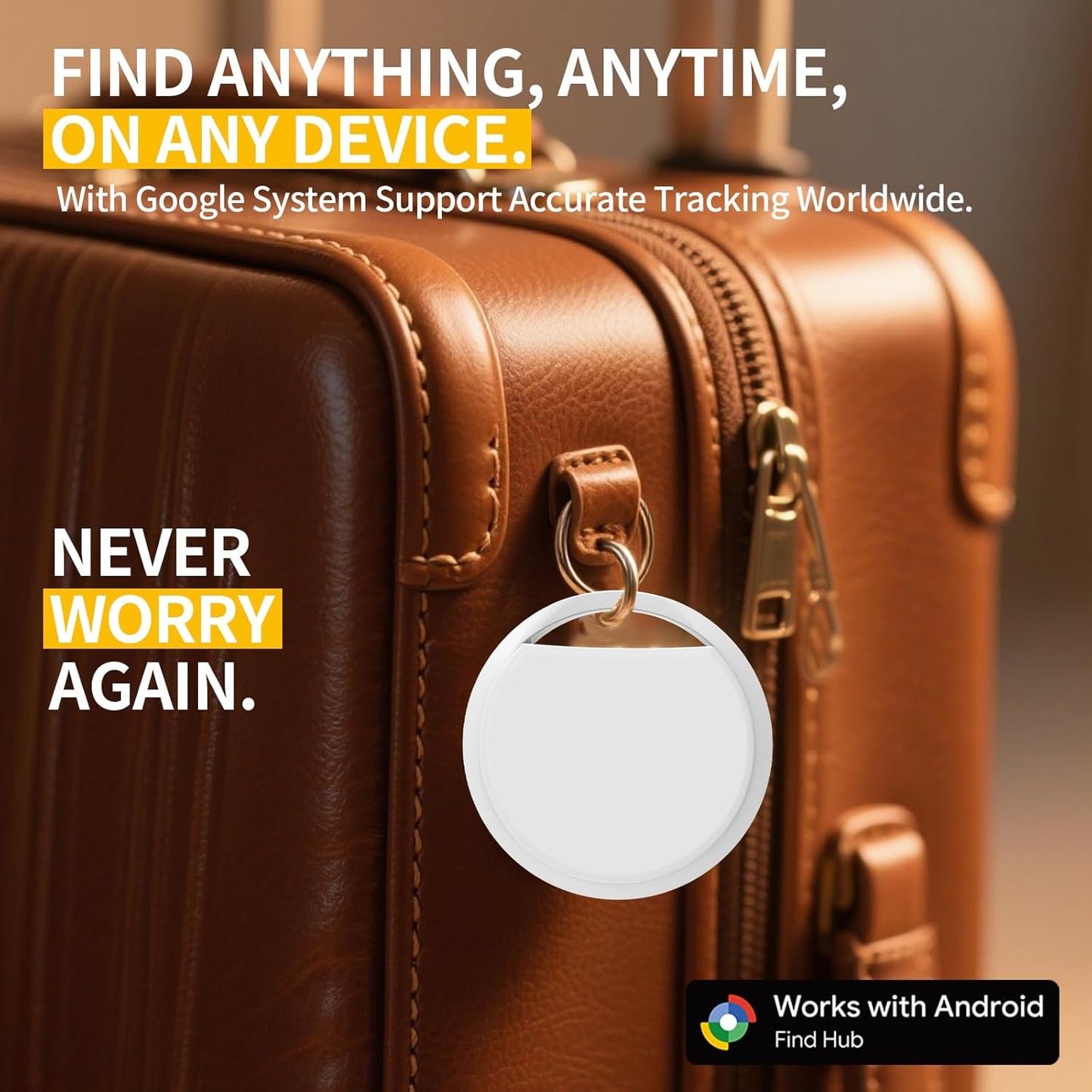 Android Air Tracker Tag for Luggage Tracker Tags Works with Google Find My Device App, Bluetooth Tracker Tag Key Finder and Item Locator for Wallets, Backpack, Suitcases, Replaceable Battery-3pack