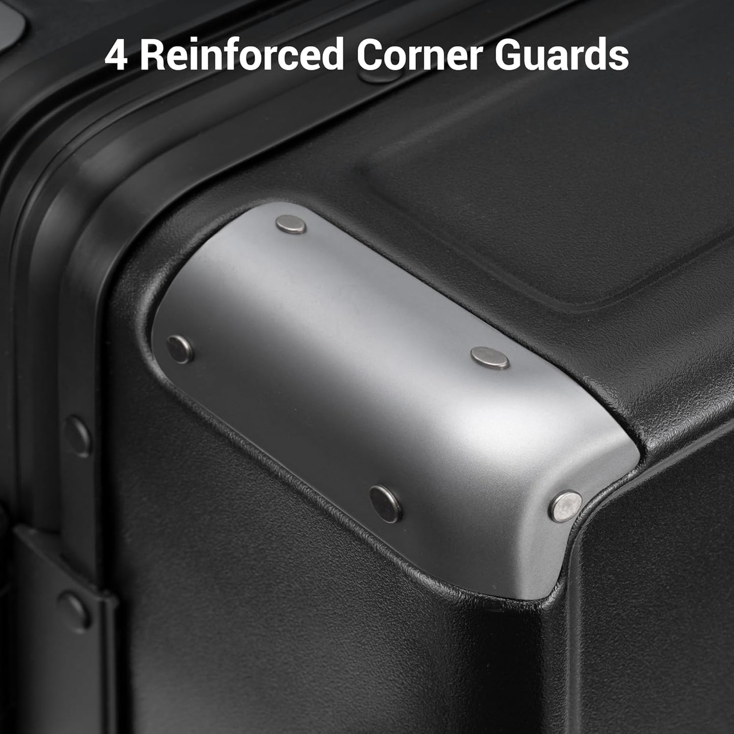 LEVEL8 Zipperless Checked Luggage with Aluminum Frame, Upgraded Medium Hardside Suitcase with Spinner Wheels, Metal Travel Luggage with Double Tsa Locks, 24 Inch, Black