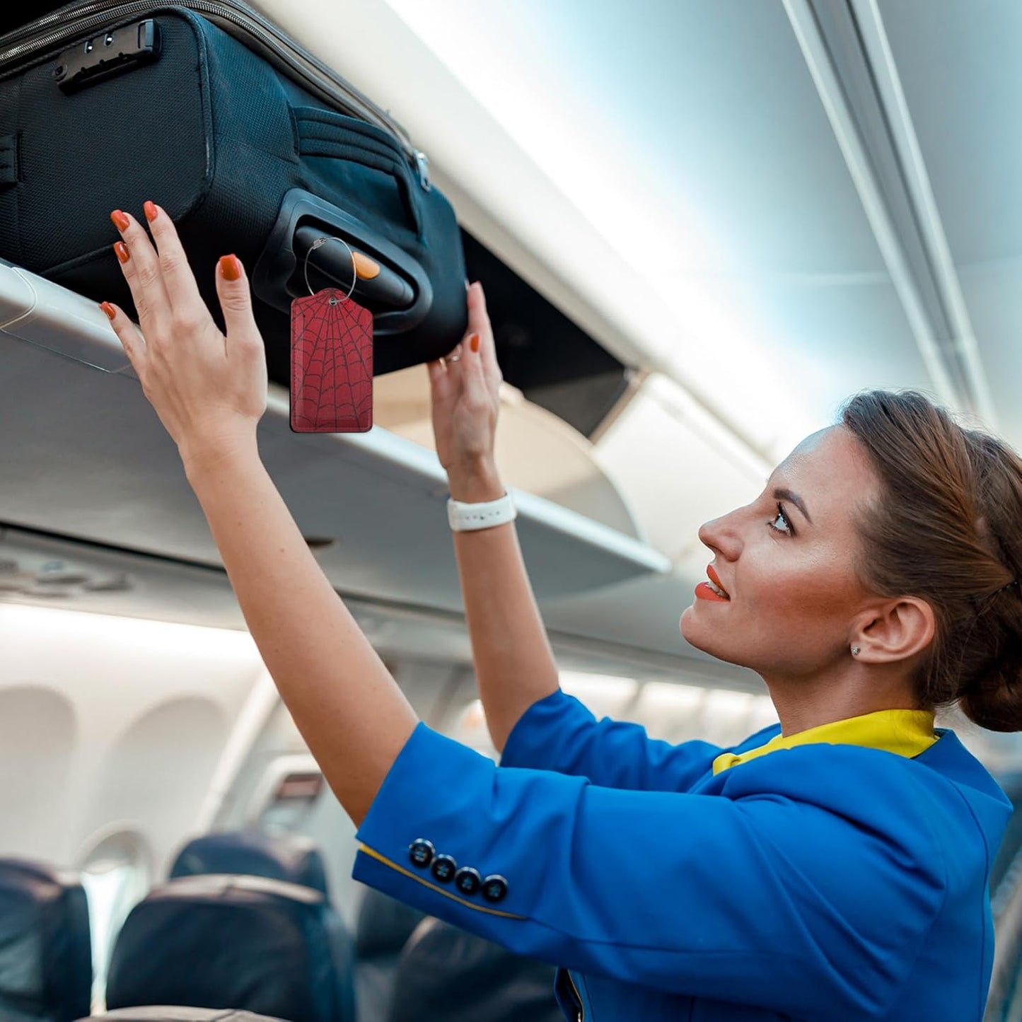 2 Pack Leather Luggage Tag for Suitcase Spider Web Cool Red Black Unique Travel Tags with Privacy Cover ID Label & Stainless Steel Loop for Men and Women Baggage