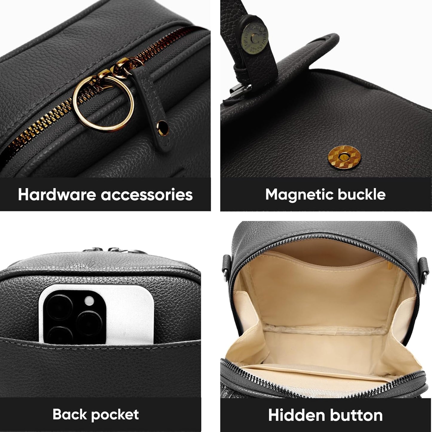 1060 Leather Crossbody Bags for Women Anti-Theft Vegan Purse with Card Slots, Travel Shoulder Bag, Waterproof Crossbody Purse