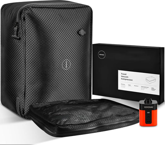 Vacuum Bags with Wireless Pump– Space Saver Compression Bags for Luggage, No Checked Baggage, Triple Your Luggage Space, IP68, Reusable, Fits 20/24/28 Inch Suitcase (2PC No Tracker)